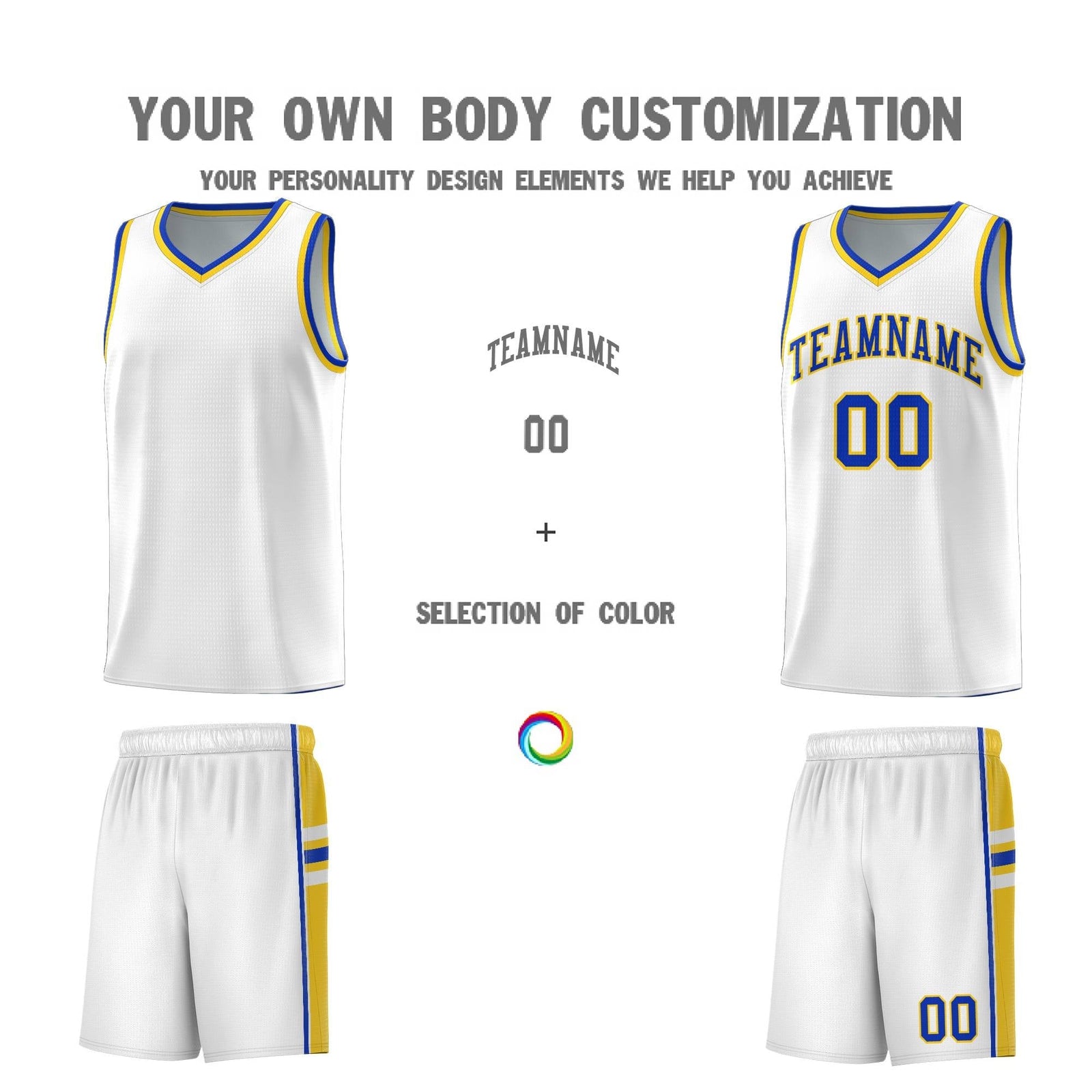 Custom Youth Basketball Jersey - White Gold Personalized Varsity Two-Tone Uniform