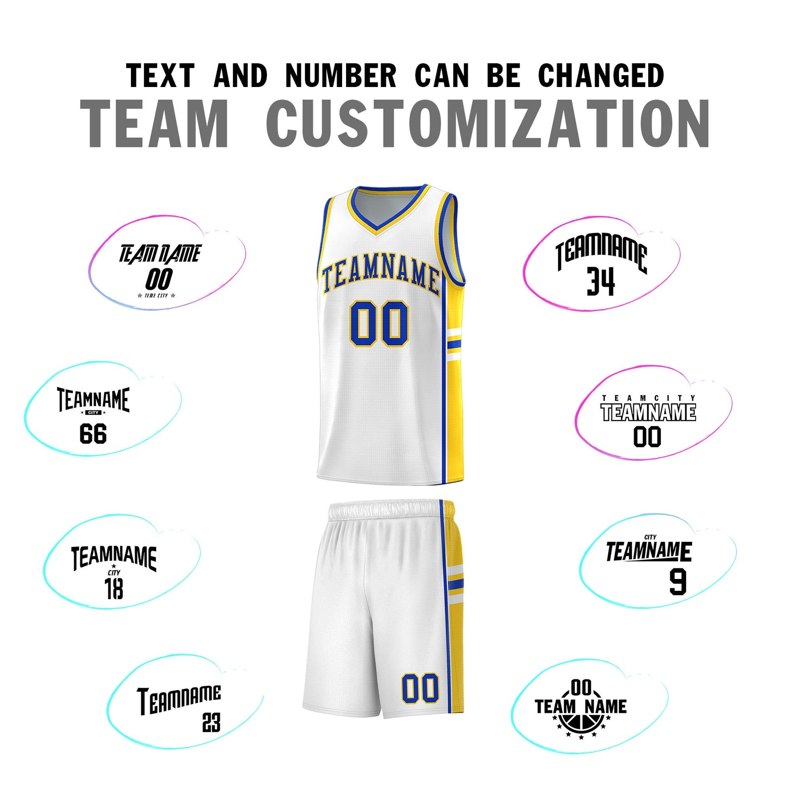 Custom Youth Basketball Jersey - White Gold Personalized Varsity Two-Tone Uniform