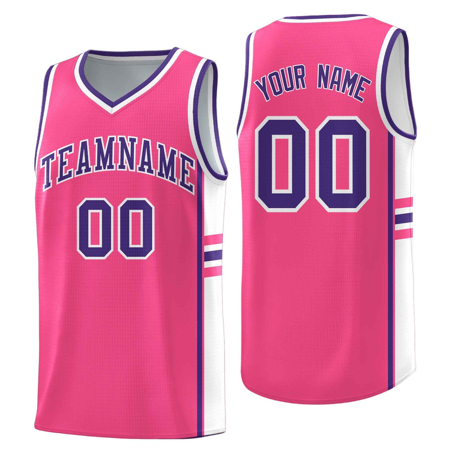 Custom Youth Basketball Jersey - Pink White Two-Tone Varsity Jersey Set