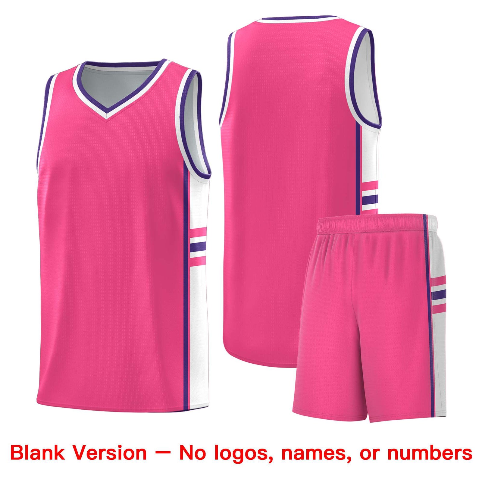Custom Youth Basketball Jersey - Pink White Two-Tone Varsity Jersey Set