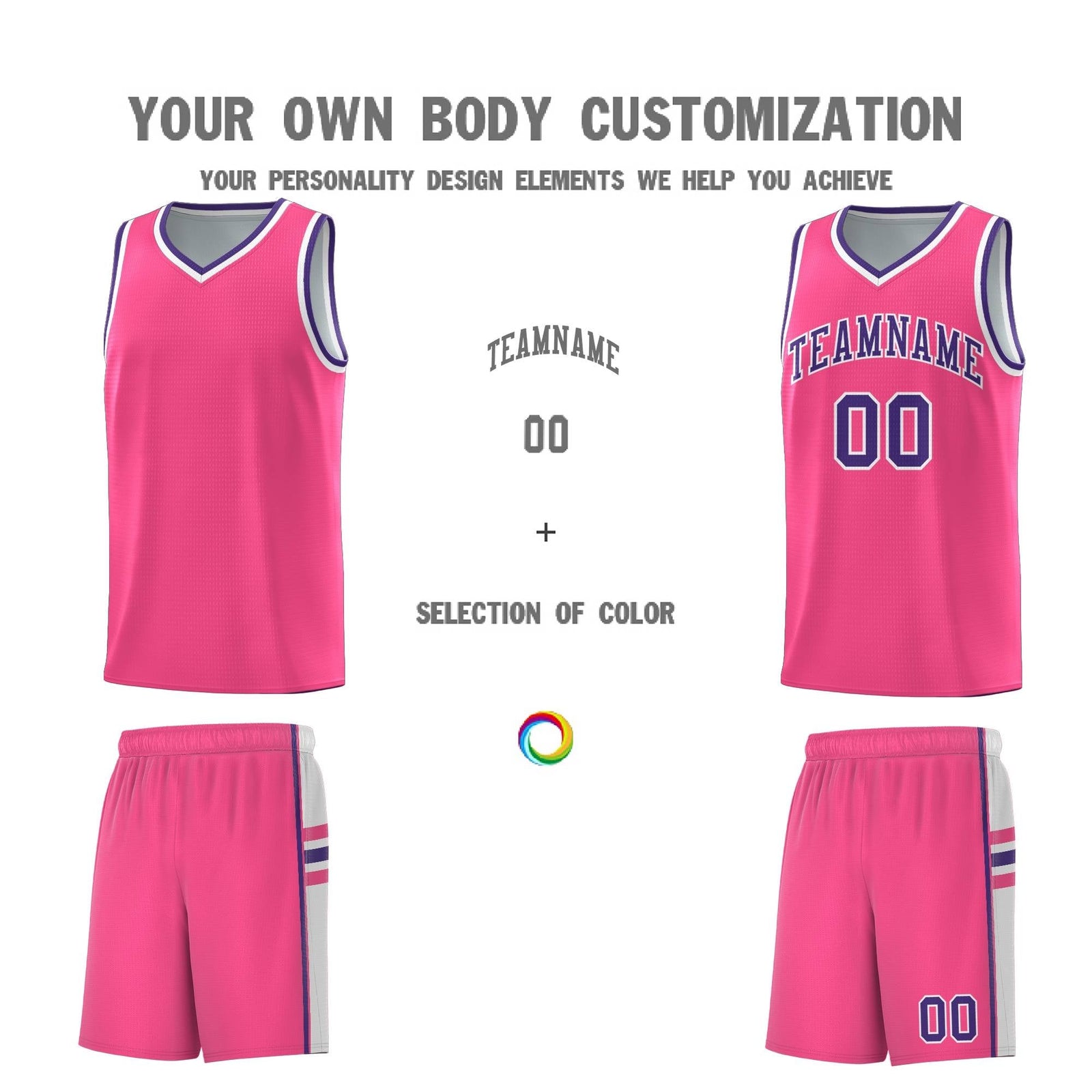 Custom Youth Basketball Jersey - Pink White Two-Tone Varsity Jersey Set