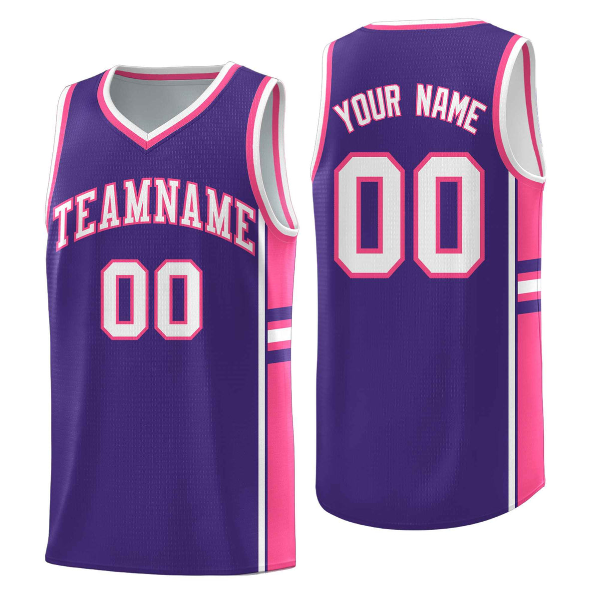 Custom Youth Basketball Jersey - Purple Pink Two-Tone Classic Varsity Uniform