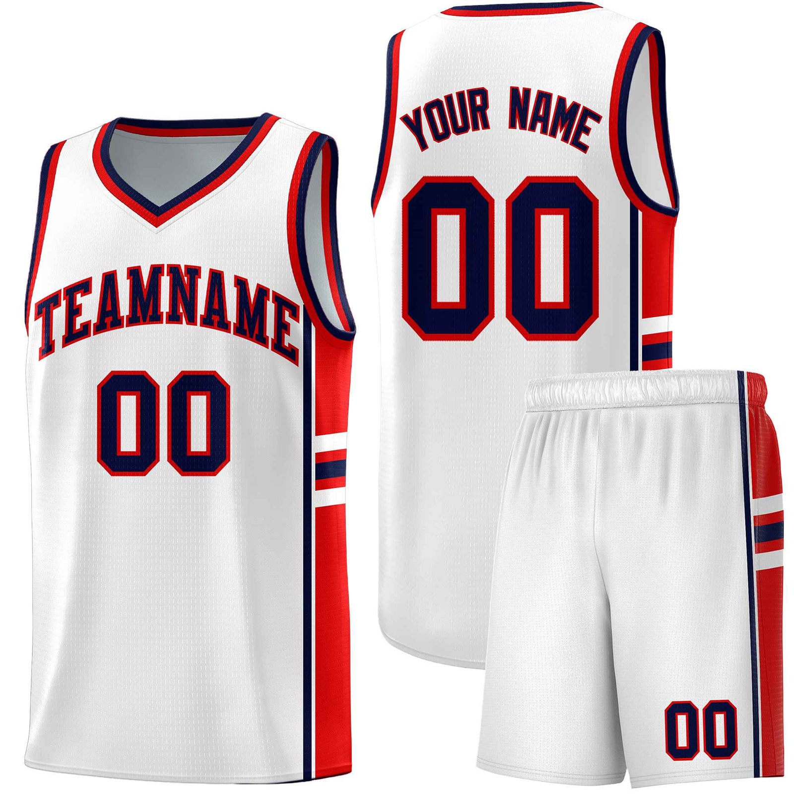 Custom Youth Basketball Jersey - White Red Personalized Varsity Two-Tone Uniform