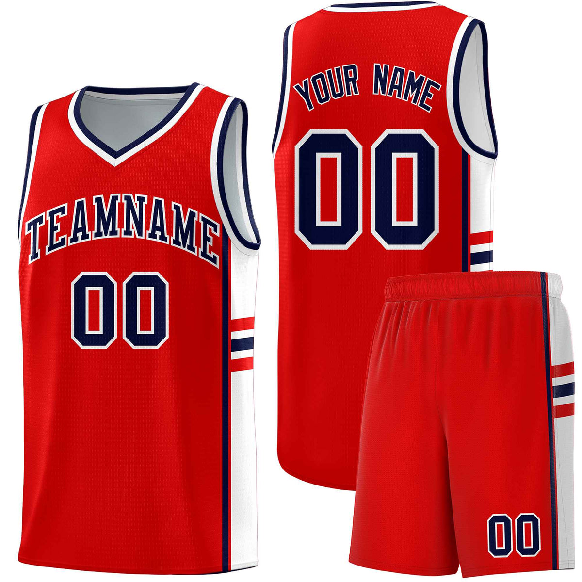 Custom Youth Basketball Jersey - Red White Two-Tone Classic Varsity Uniform