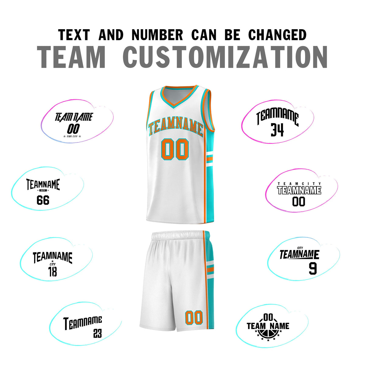 Custom Youth Basketball Jersey - White Aqua Personalized Varsity Two-Tone Uniform