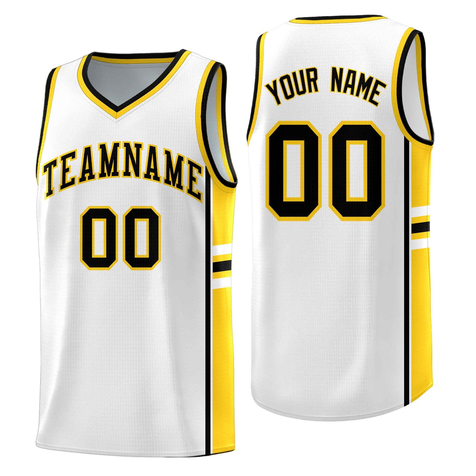 Custom Youth Basketball Jersey - White Gold Personalized Varsity Two-Tone Uniform
