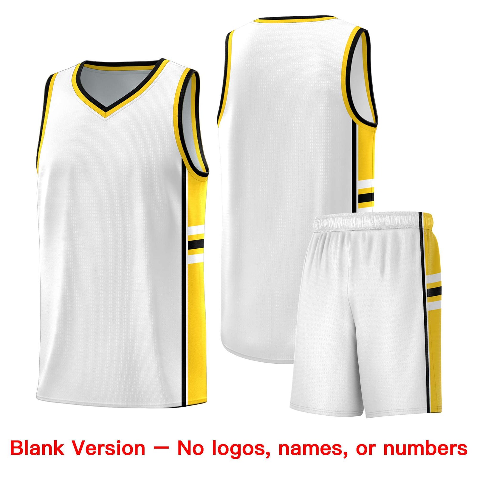 Custom Youth Basketball Jersey - White Gold Personalized Varsity Two-Tone Uniform