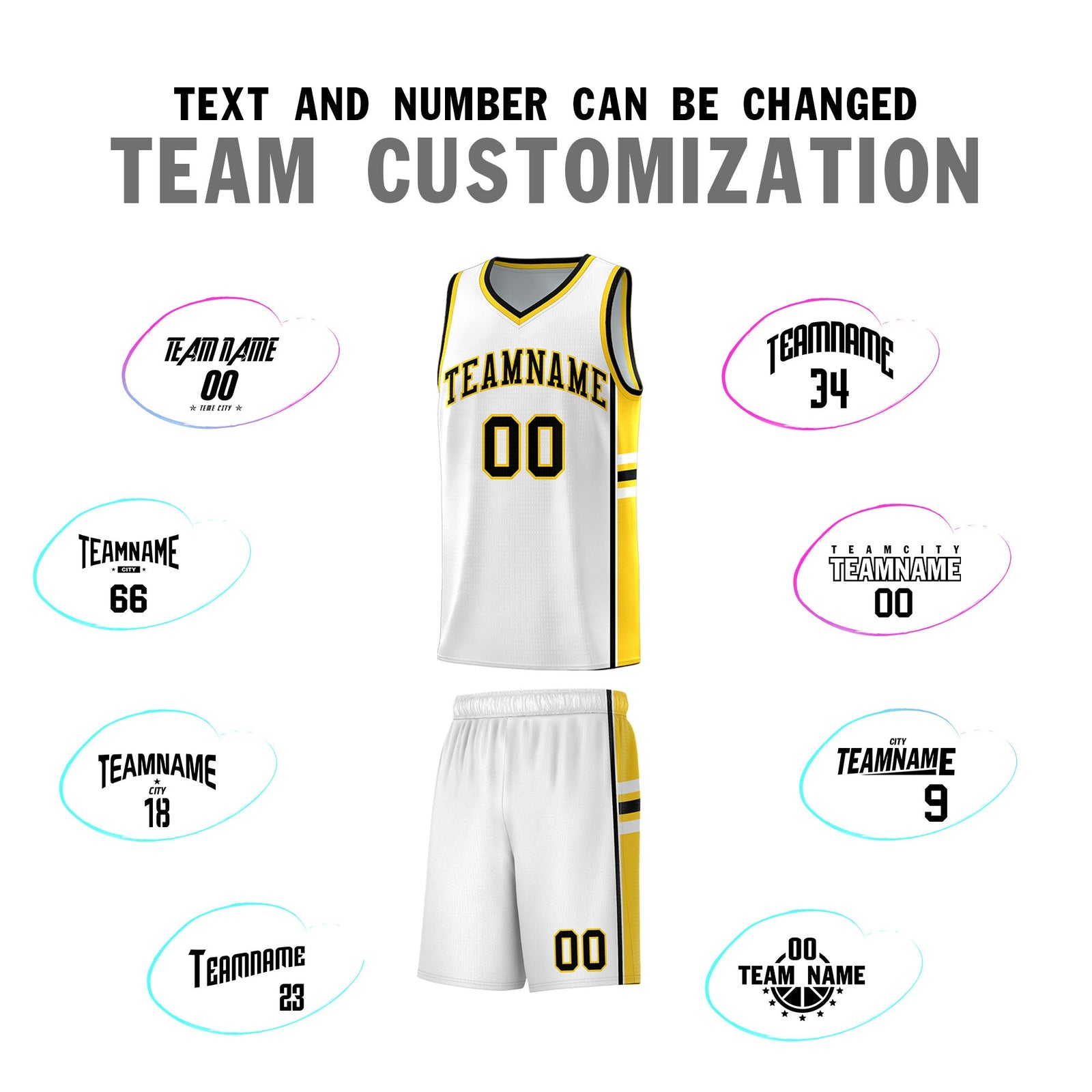 Custom Youth Basketball Jersey - White Gold Personalized Varsity Two-Tone Uniform