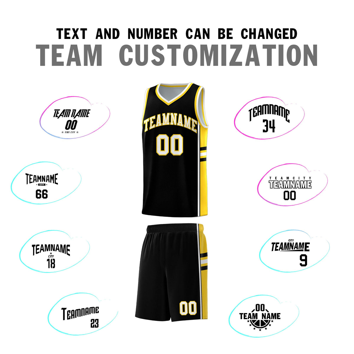Custom Youth Basketball Jersey - Black Gold Two-Tone Varsity Jersey Set
