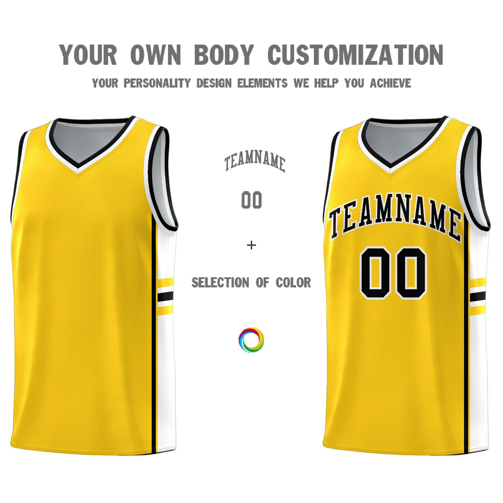 Custom Youth Basketball Jersey - Gold White Two-Tone Classic Varsity Uniform