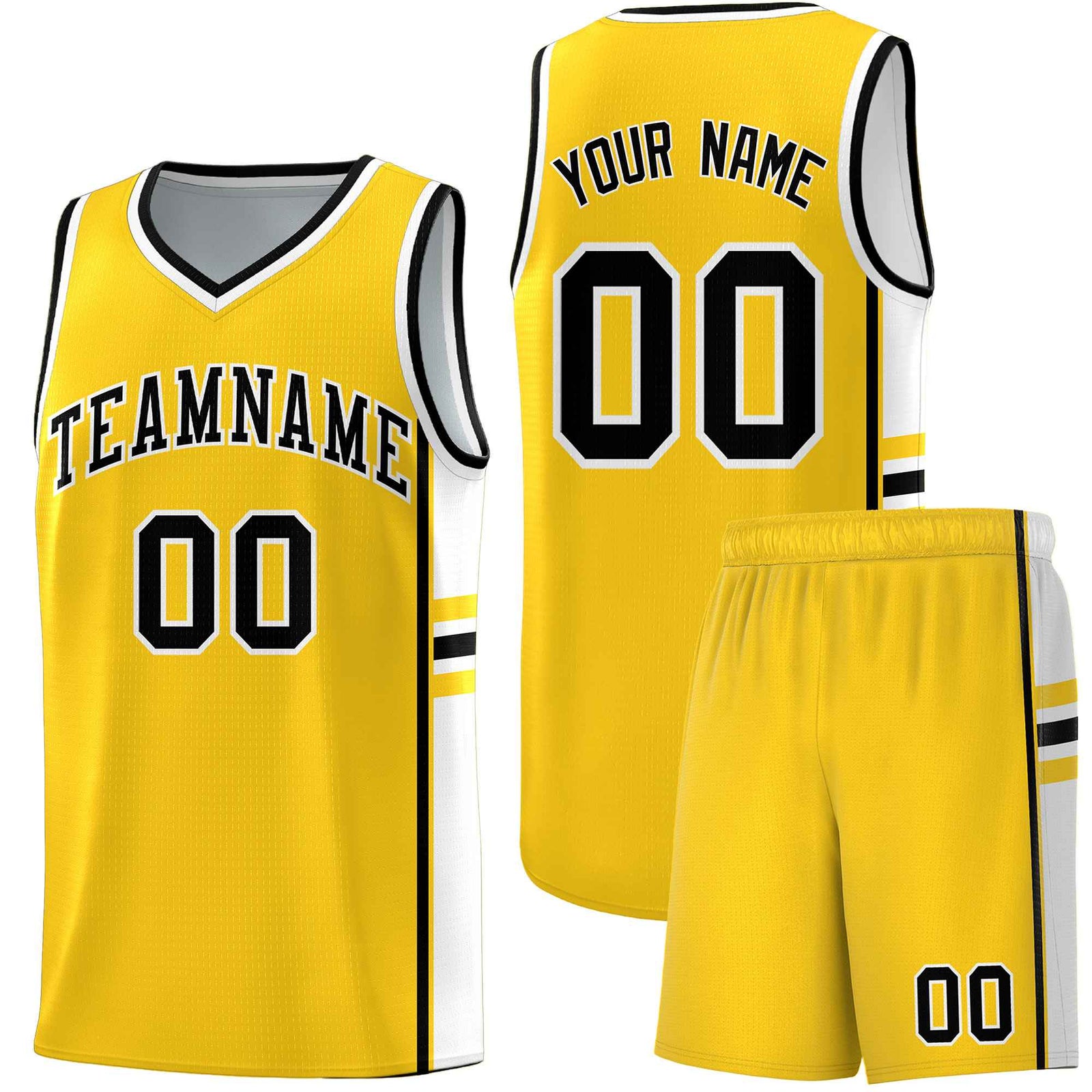 Custom Youth Basketball Jersey - Gold White Two-Tone Classic Varsity Uniform