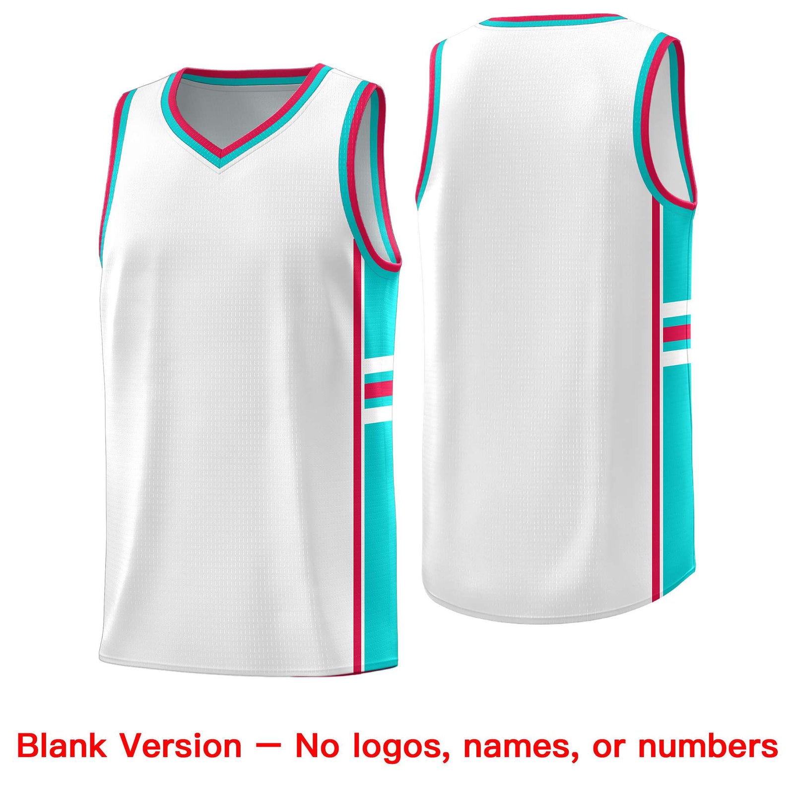 Custom Youth Basketball Jersey - White Aqua Personalized Varsity Two-Tone Uniform