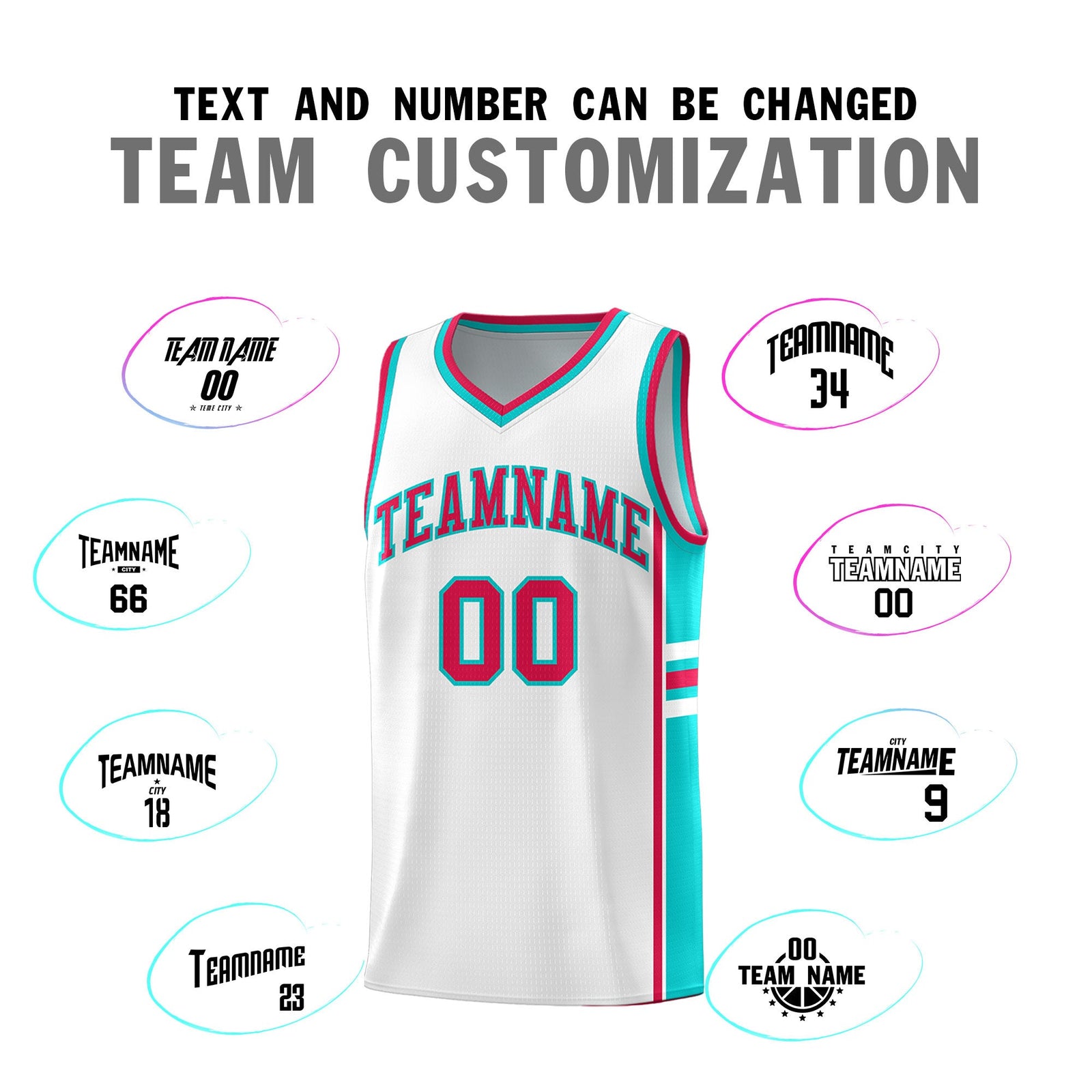 Custom Youth Basketball Jersey - White Aqua Personalized Varsity Two-Tone Uniform