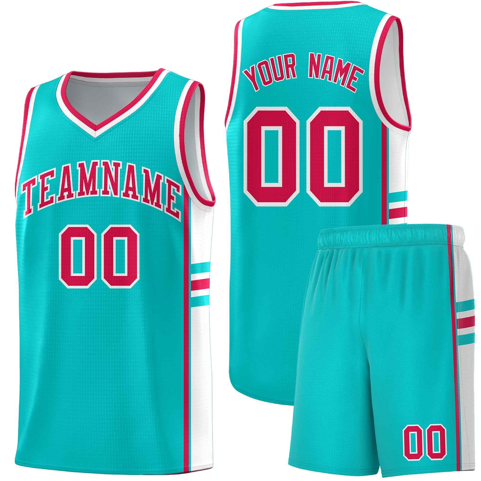 Custom Youth Basketball Jersey - Aqua White Two-Tone Classic Varsity Uniform