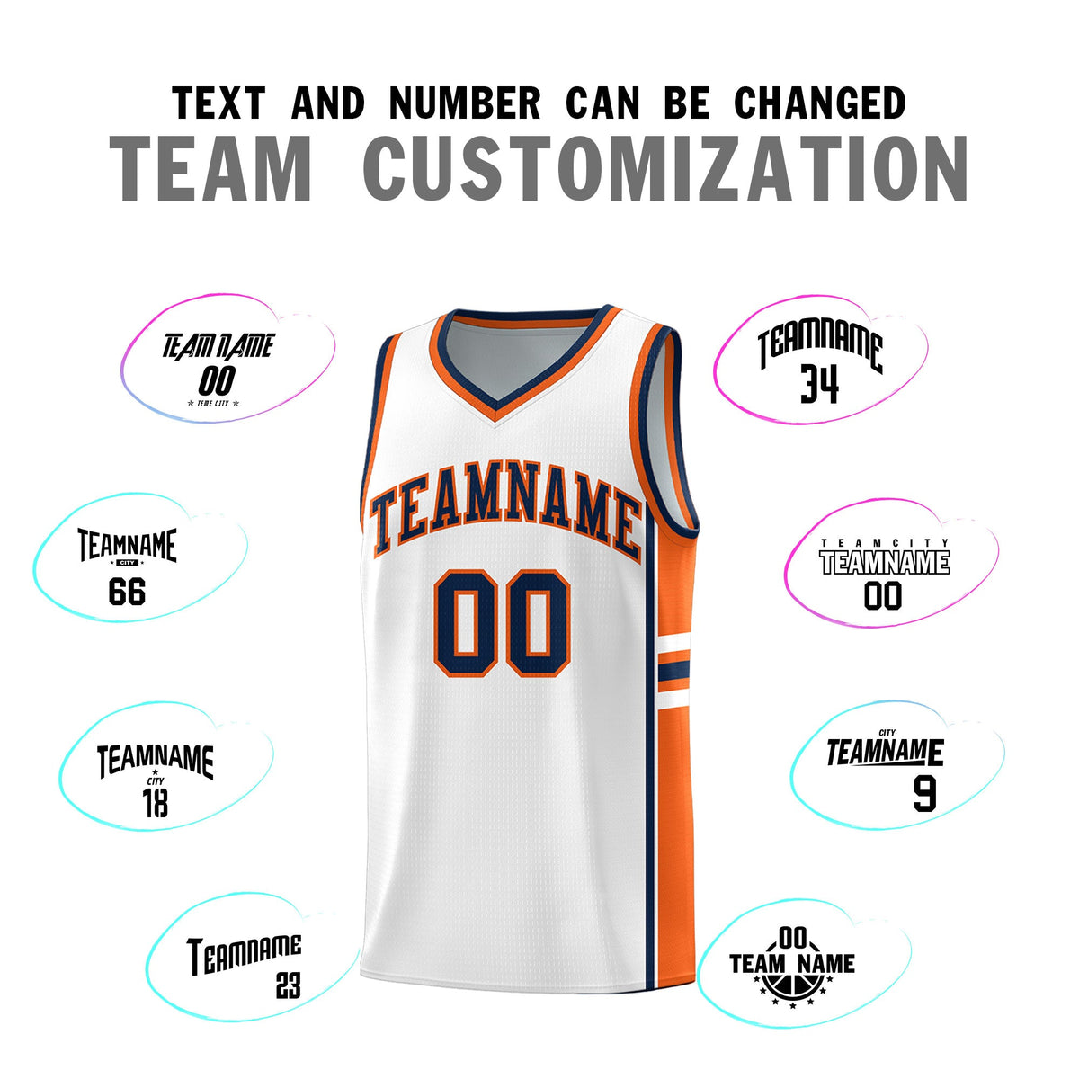 Custom Youth Basketball Jersey - White Orange Personalized Varsity Two-Tone Uniform