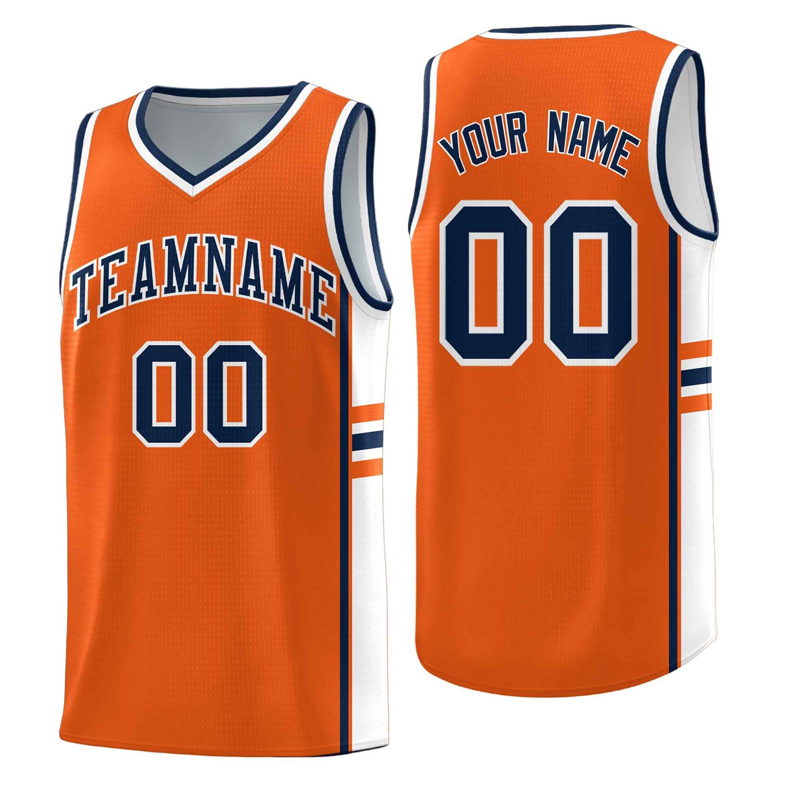 Custom Youth Basketball Jersey - Orange White Two-Tone Classic Varsity Uniform