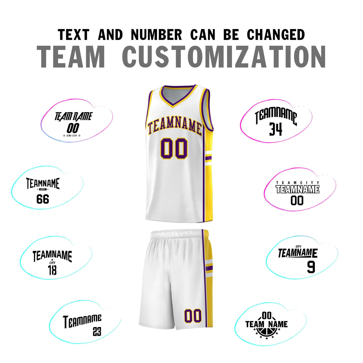 Custom Youth Basketball Jersey - White Gold Personalized Varsity Two-Tone Uniform