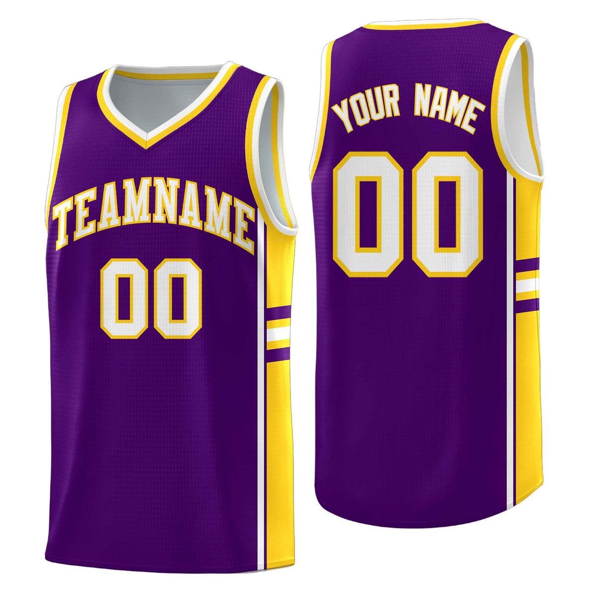 Custom Youth Basketball Jersey - Purple Gold Two-Tone Varsity Jersey Set
