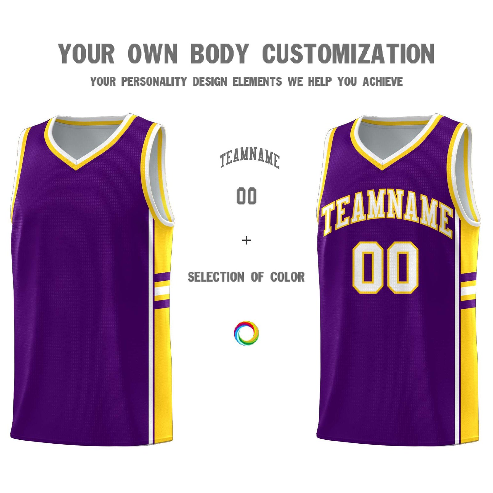 Custom Youth Basketball Jersey - Purple Gold Two-Tone Varsity Jersey Set