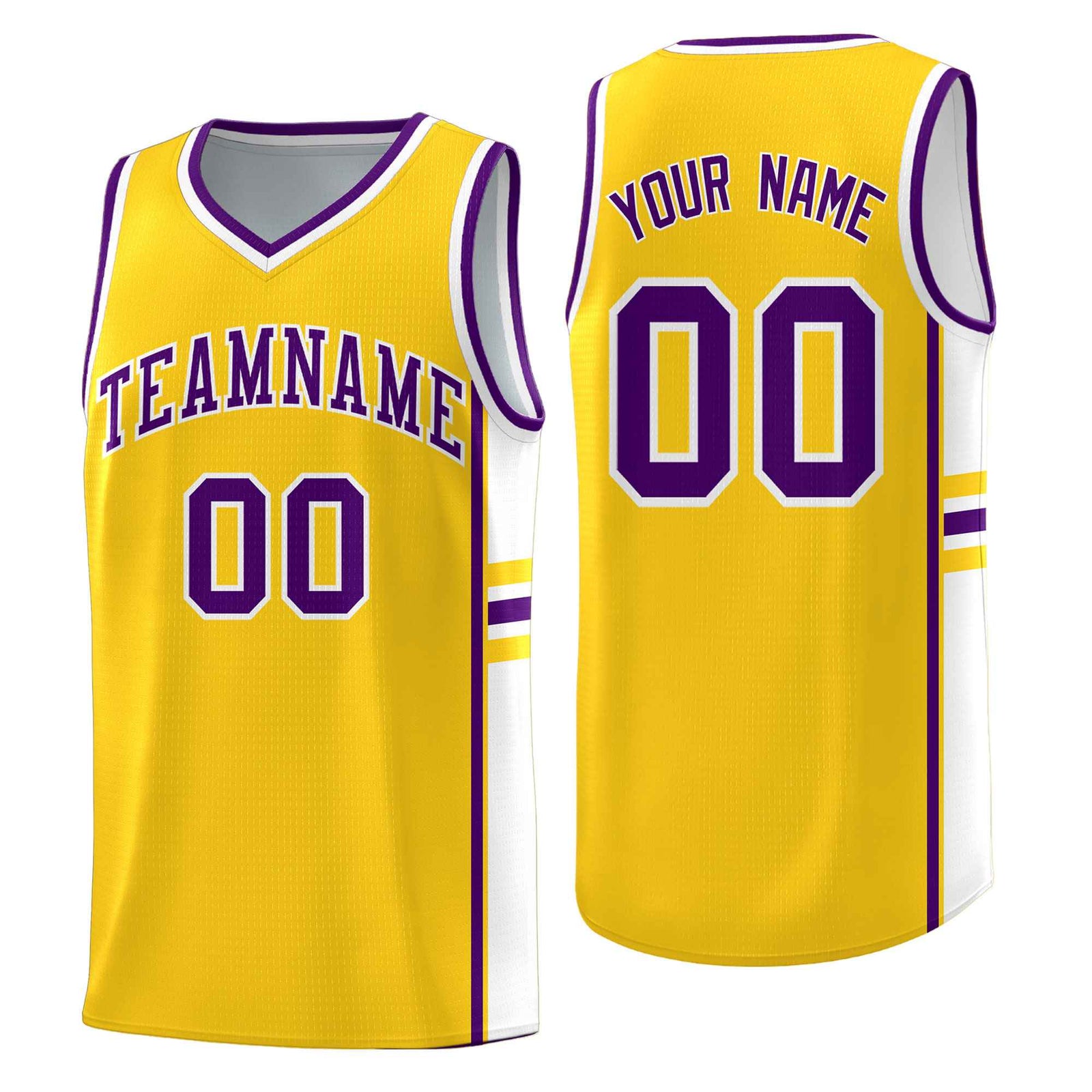 Custom Youth Basketball Jersey - Gold White Two-Tone Classic Varsity Uniform