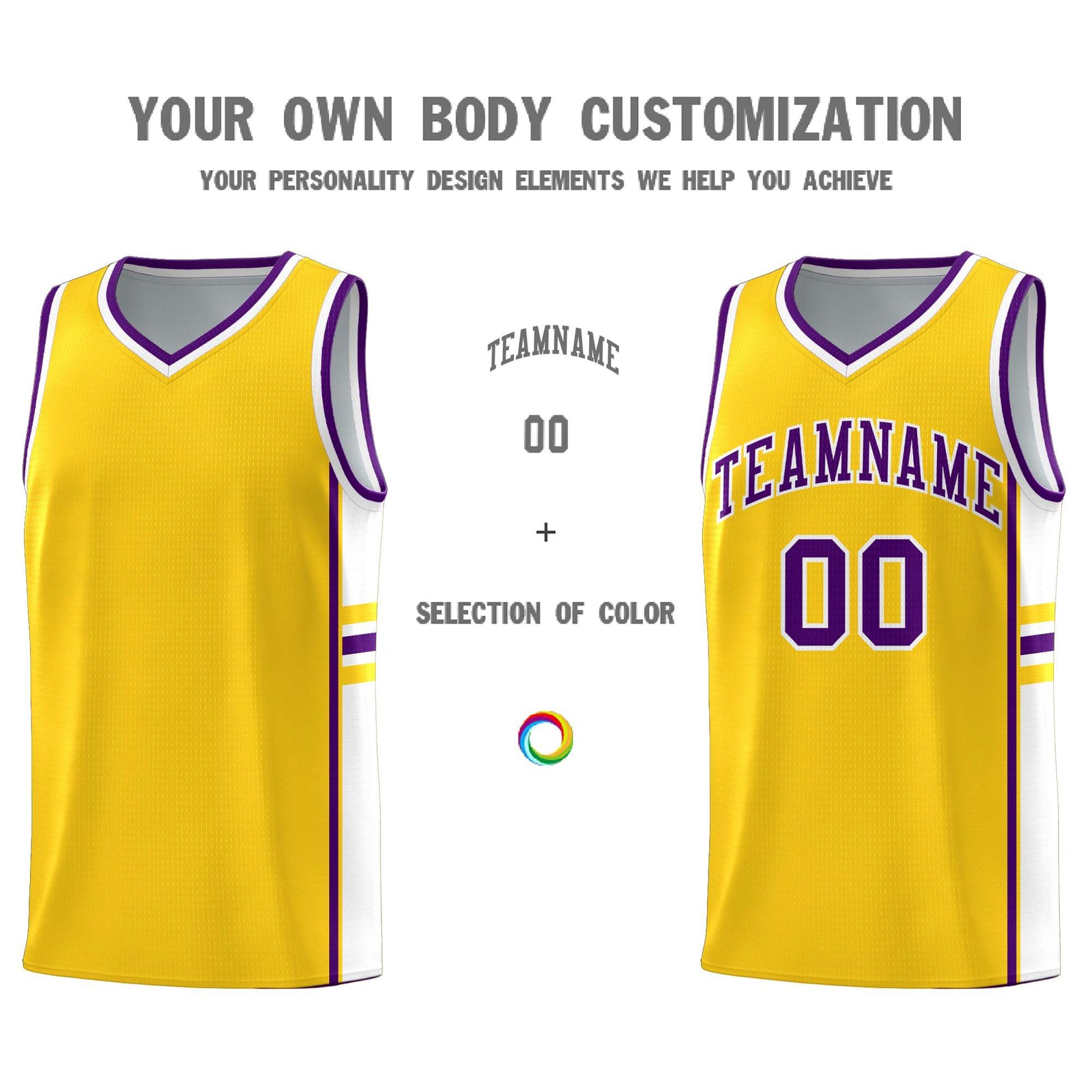 Custom Youth Basketball Jersey - Gold White Two-Tone Classic Varsity Uniform