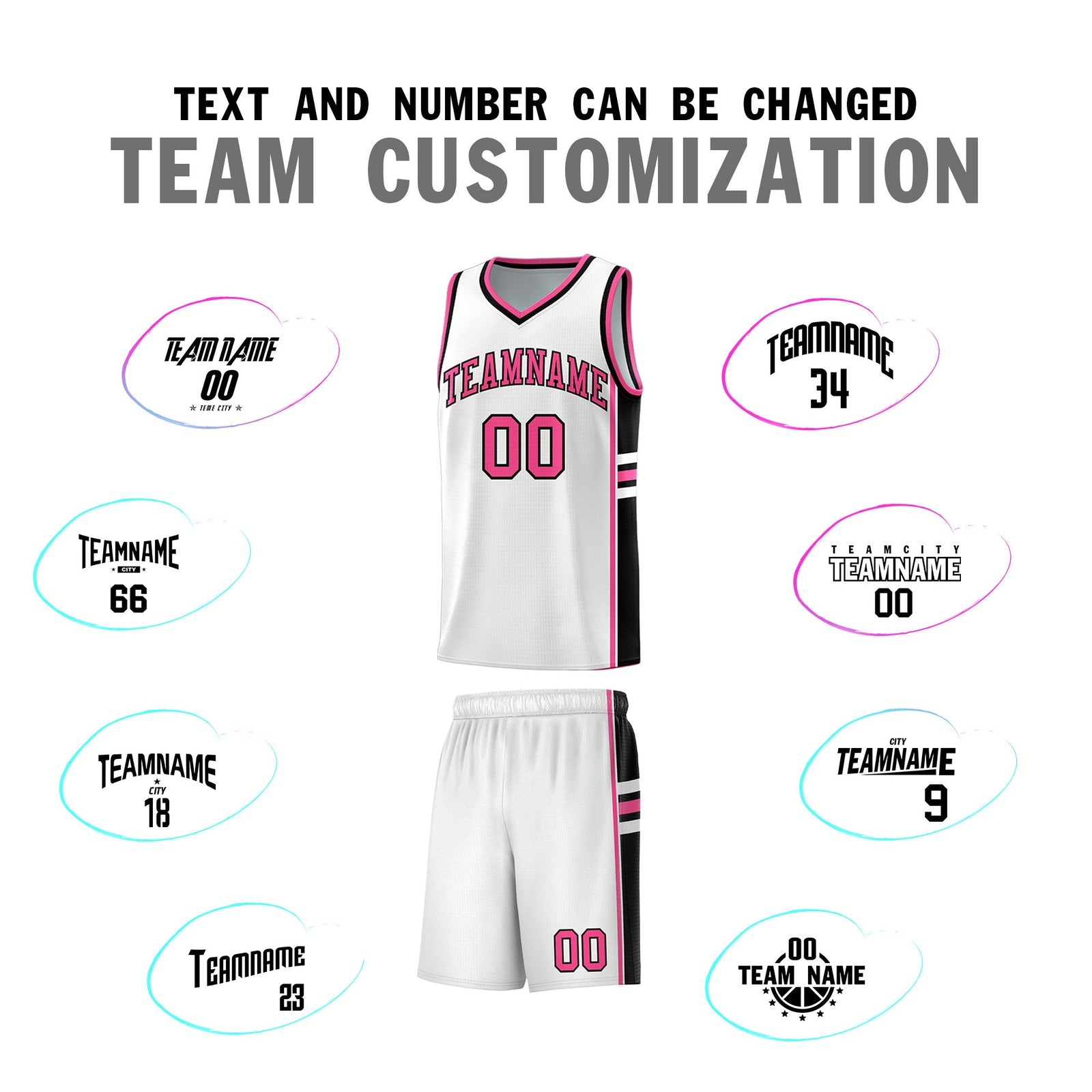 Custom Youth Basketball Jersey - White Pink Personalized Varsity Two-Tone Uniform