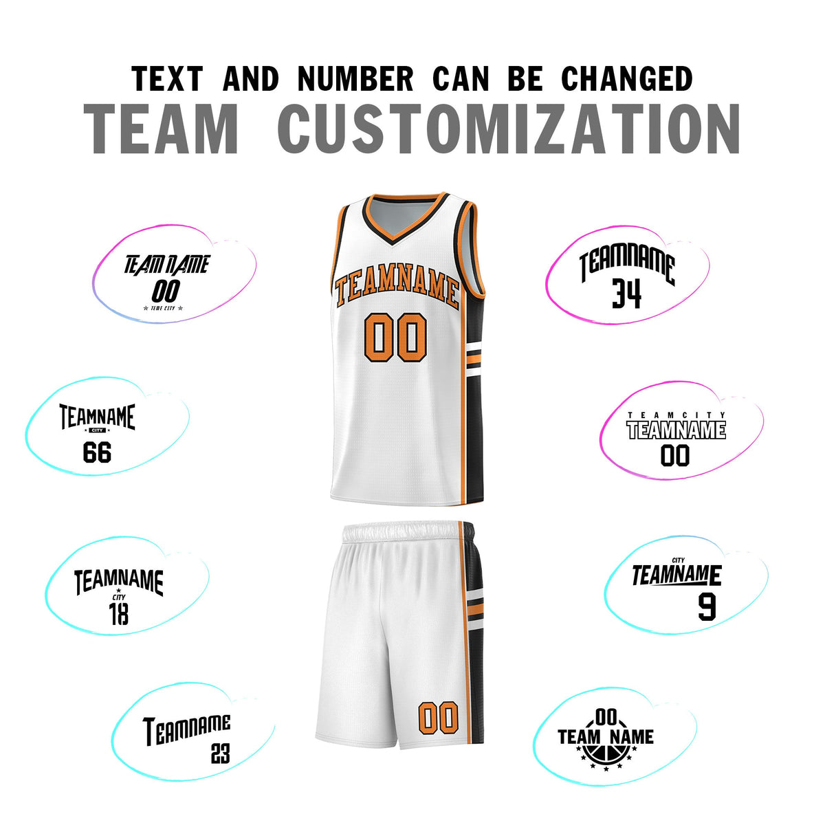 Custom Youth Basketball Jersey - White Gold Orange Personalized Varsity Two-Tone Uniform