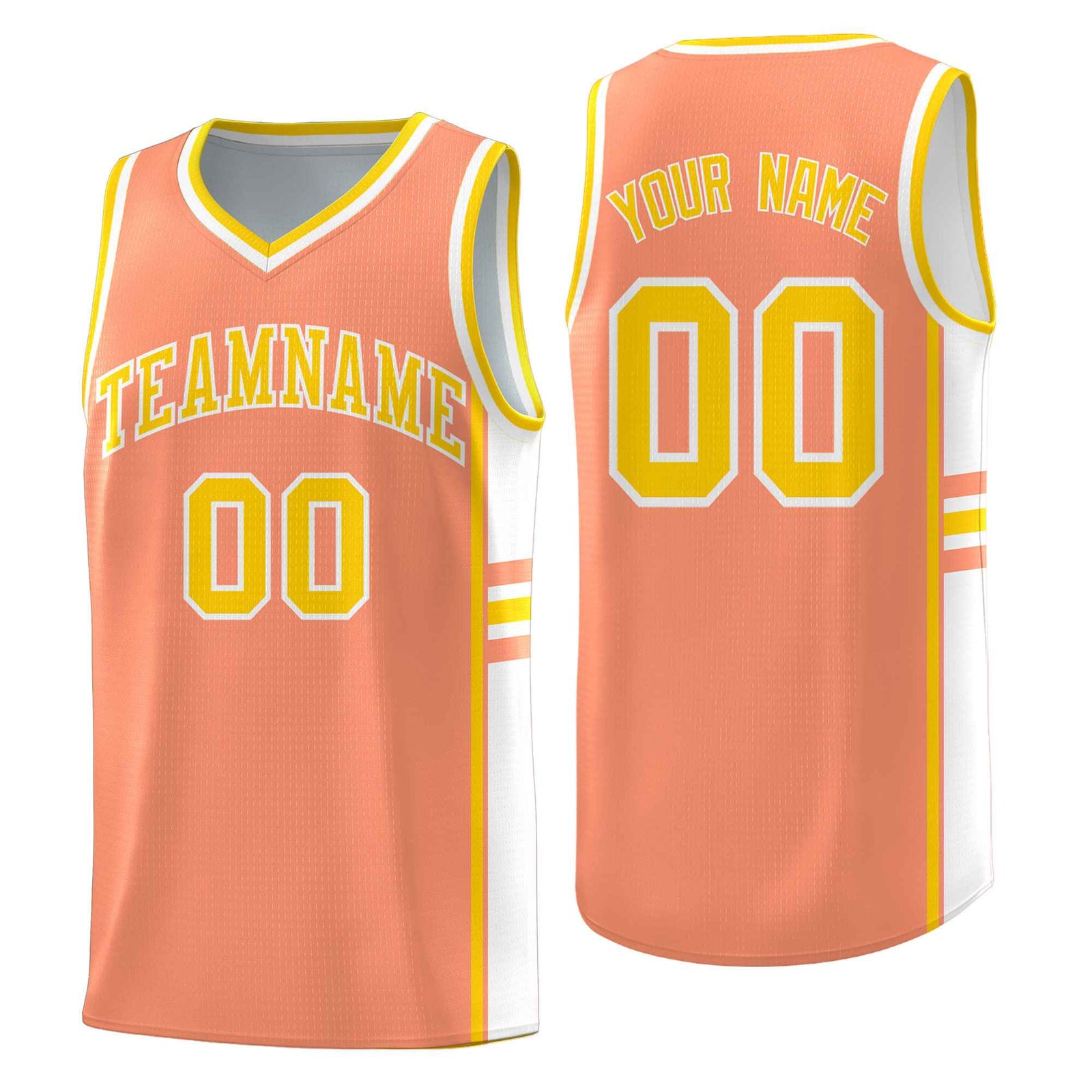 Custom Youth Basketball Jersey - Light Orange White Two-Tone Classic Varsity Uniform