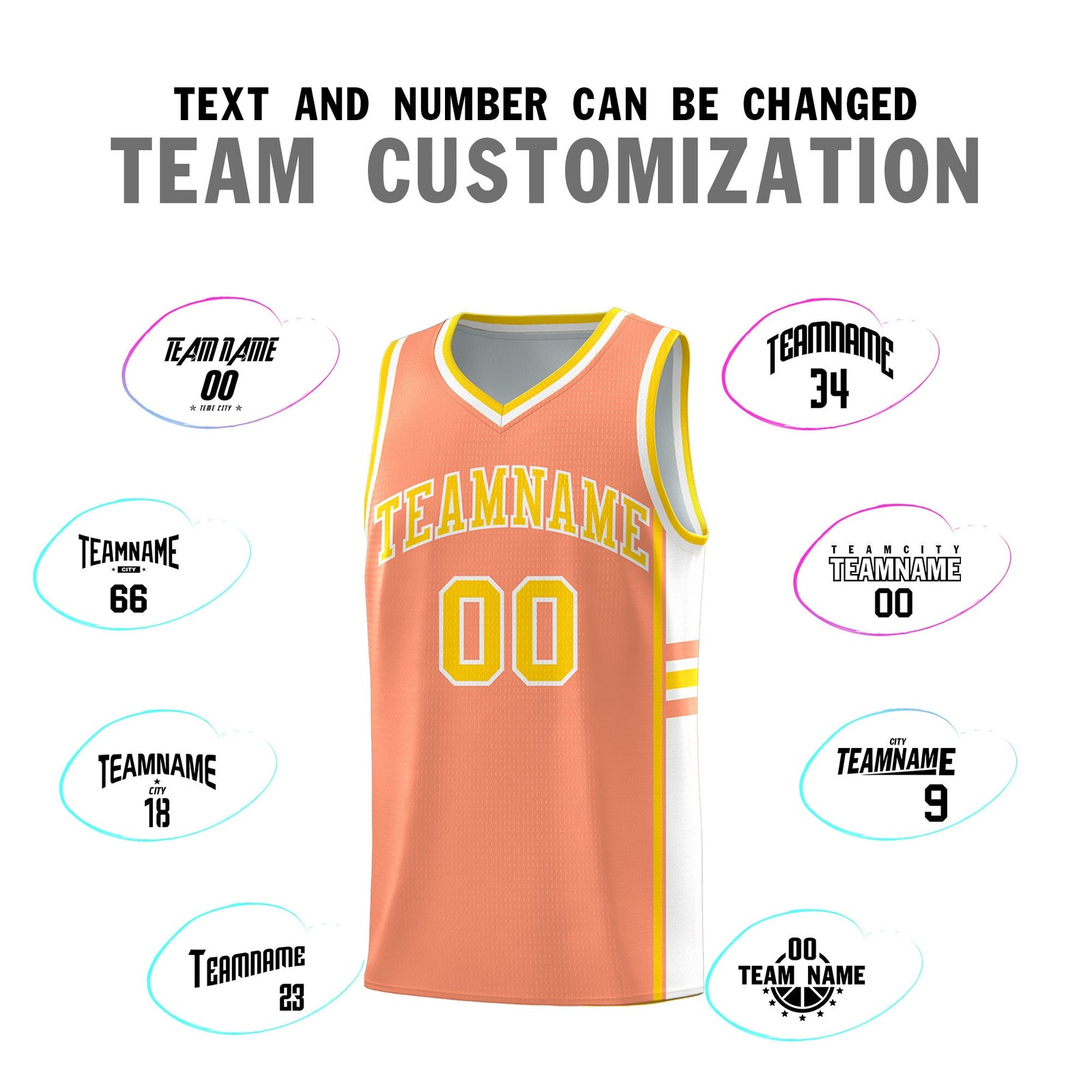 Custom Youth Basketball Jersey - Light Orange White Two-Tone Classic Varsity Uniform