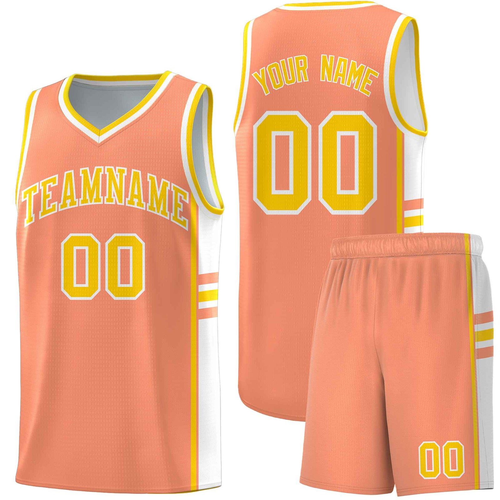 Custom Youth Basketball Jersey - Light Orange White Two-Tone Classic Varsity Uniform