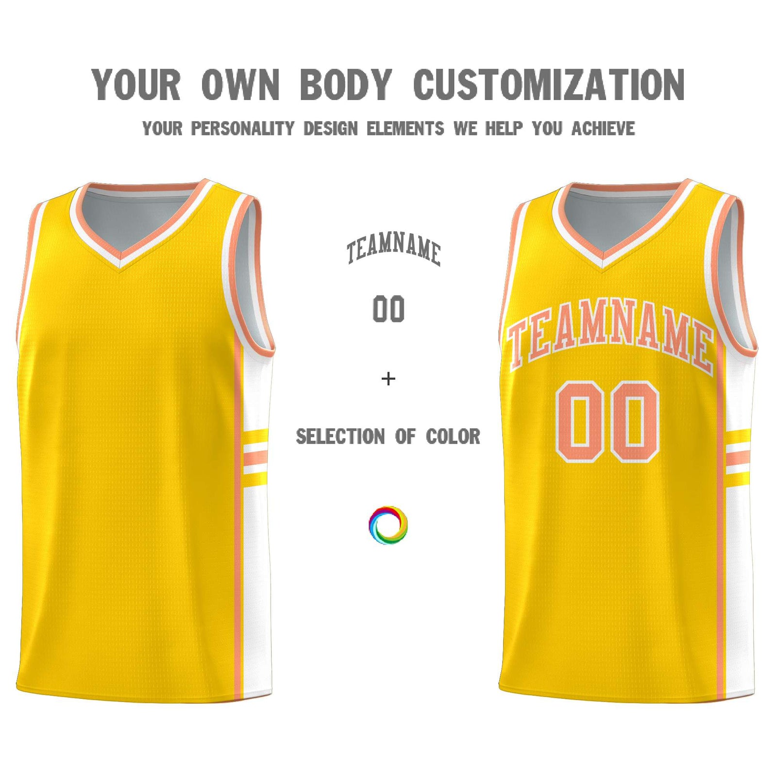 Custom Youth Basketball Jersey - Gold White Personalized Varsity Two-Tone Uniform