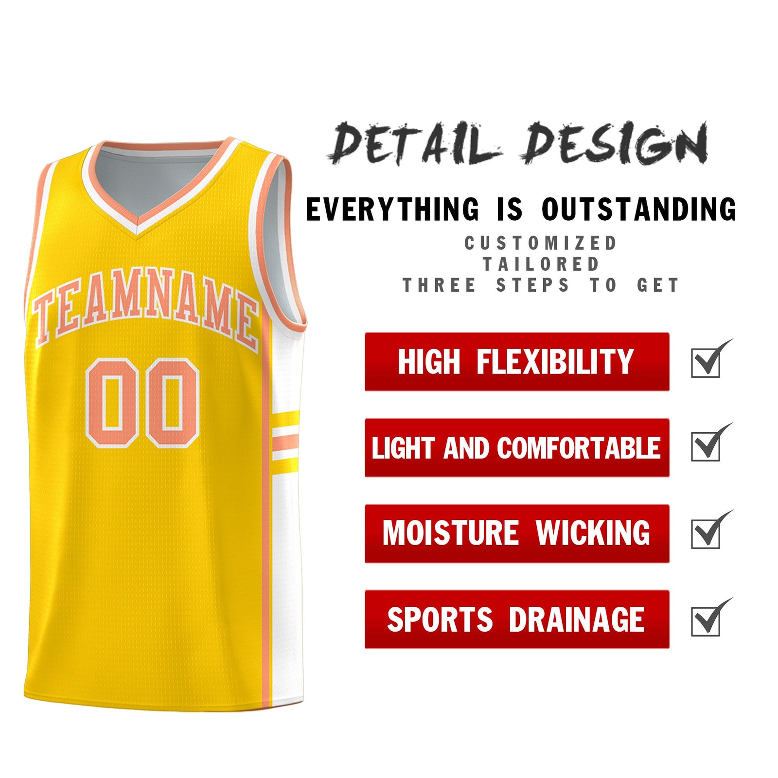Custom Youth Basketball Jersey - Gold White Personalized Varsity Two-Tone Uniform
