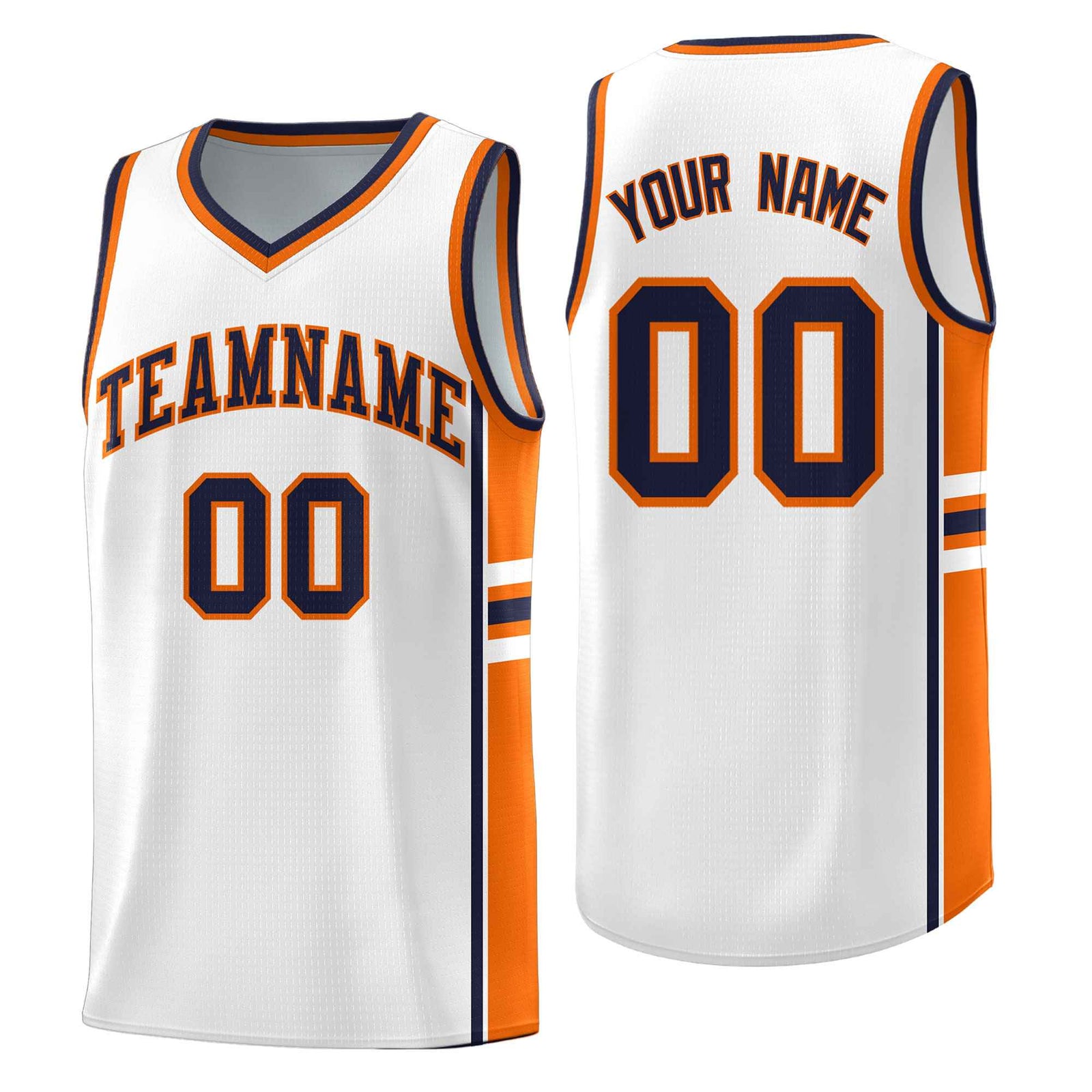 Custom Youth Basketball Jersey - White Orange Two-Tone Varsity Jersey Set
