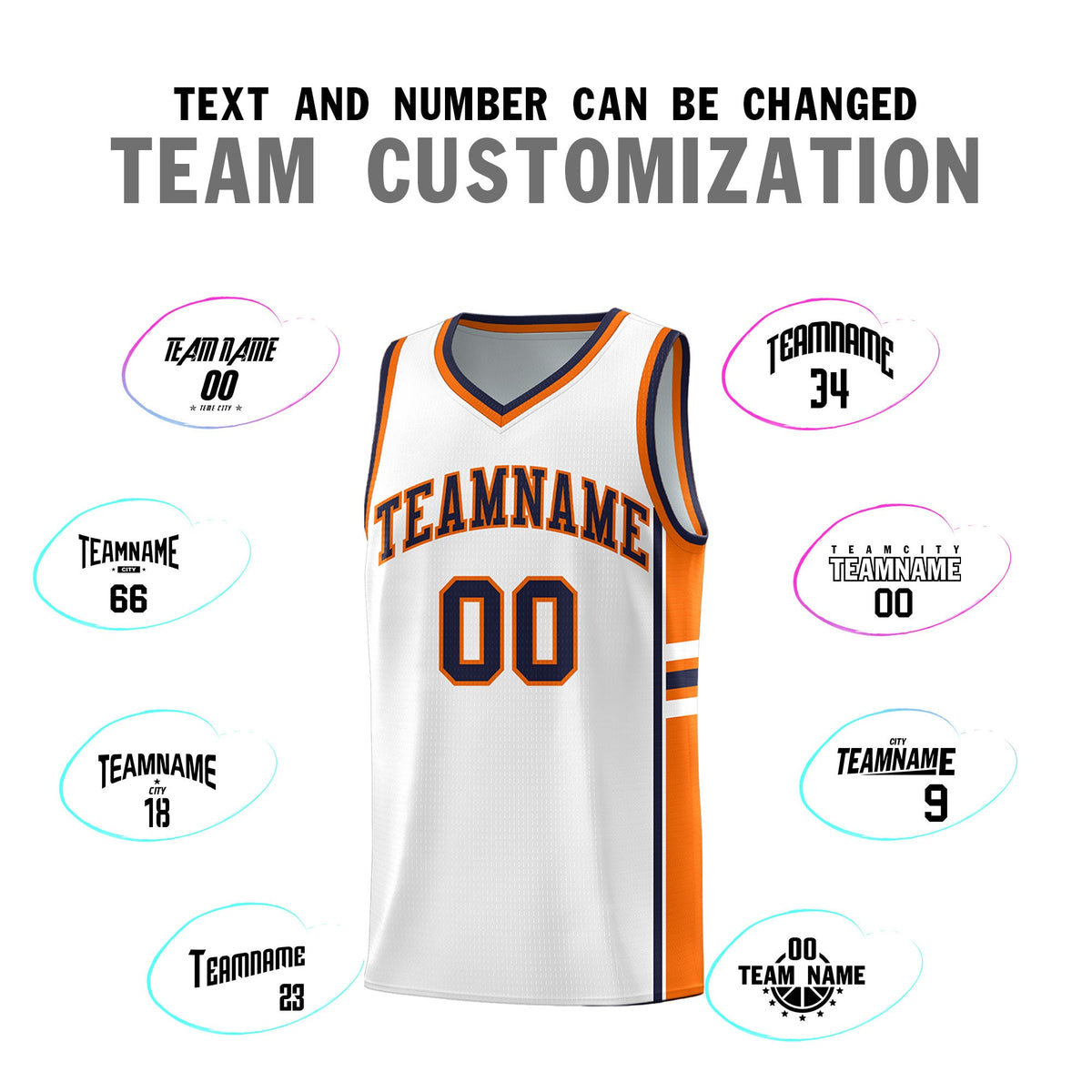 Custom Youth Basketball Jersey - White Orange Two-Tone Varsity Jersey Set
