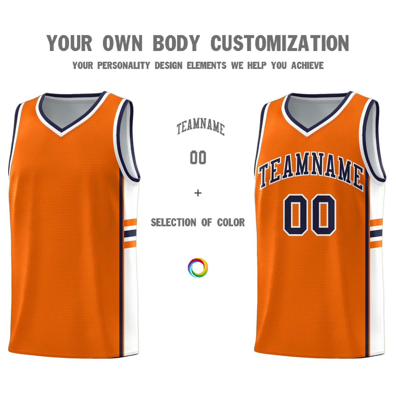 Custom Youth Basketball Jersey - Orange White Personalized Varsity Two-Tone Uniform