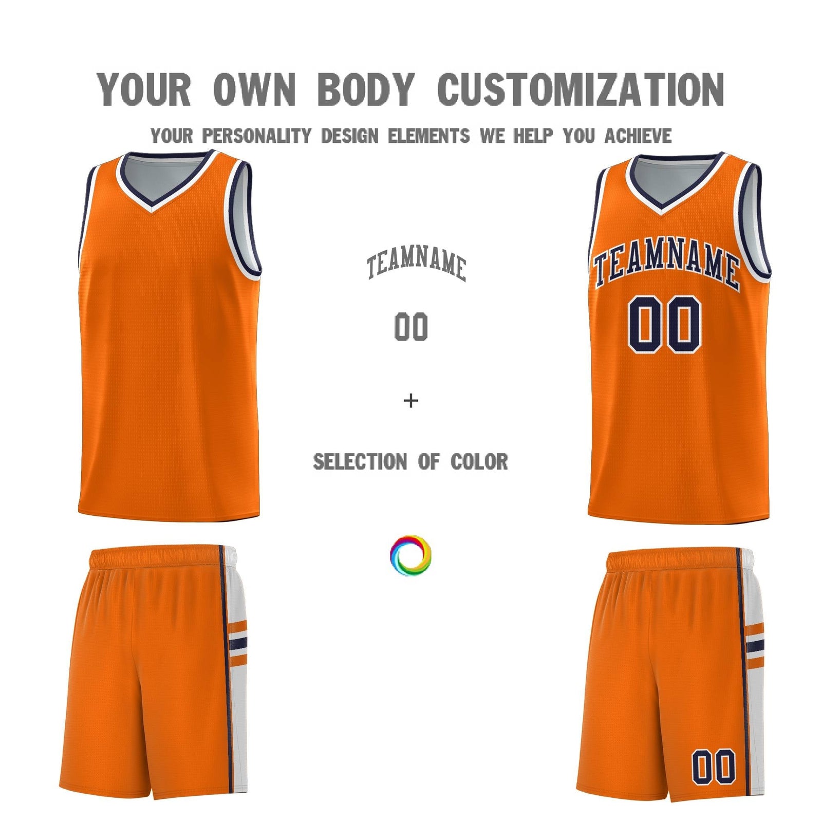 Custom Youth Basketball Jersey - Orange White Personalized Varsity Two-Tone Uniform