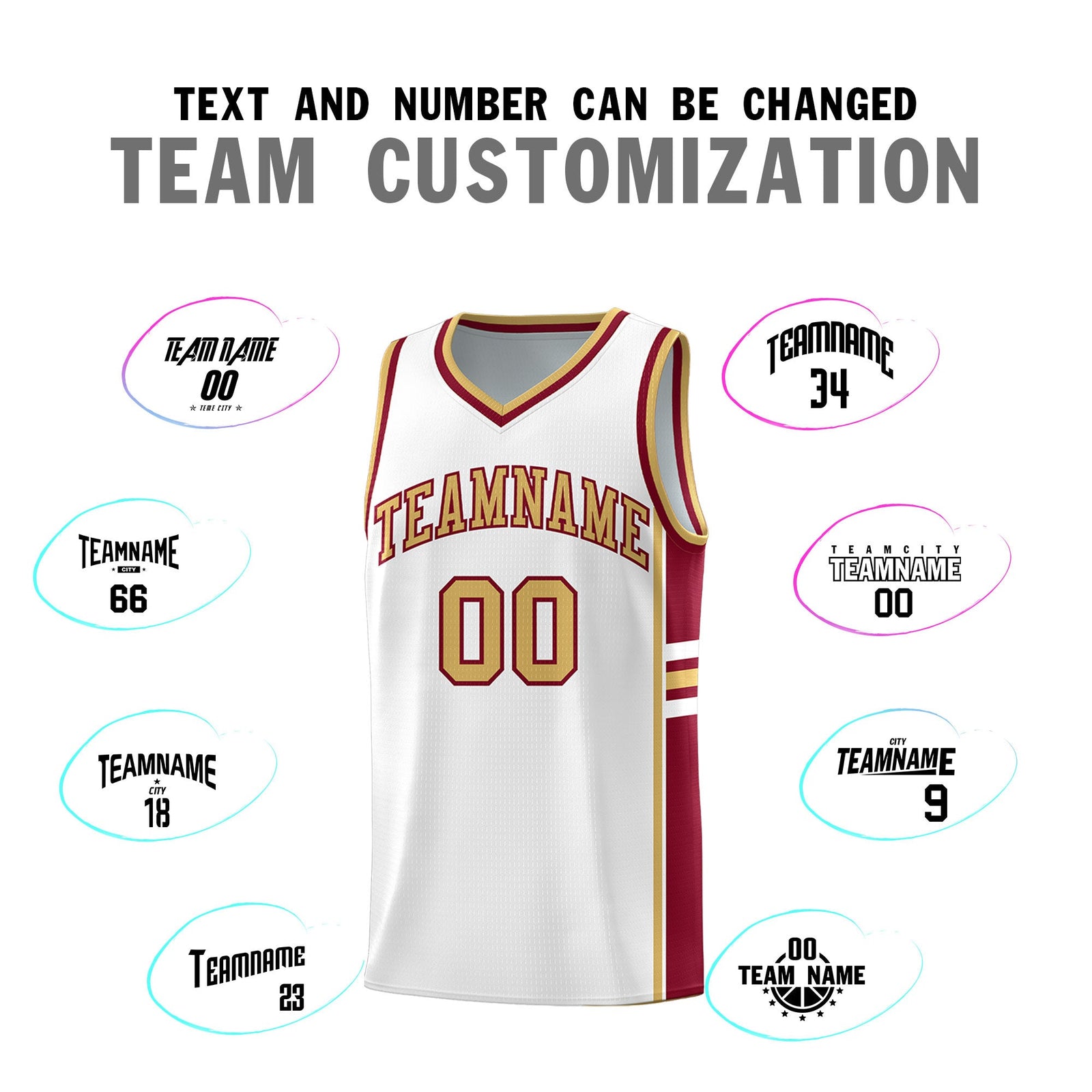 Custom Youth Basketball Jersey - White Crimson Two-Tone Varsity Jersey Set