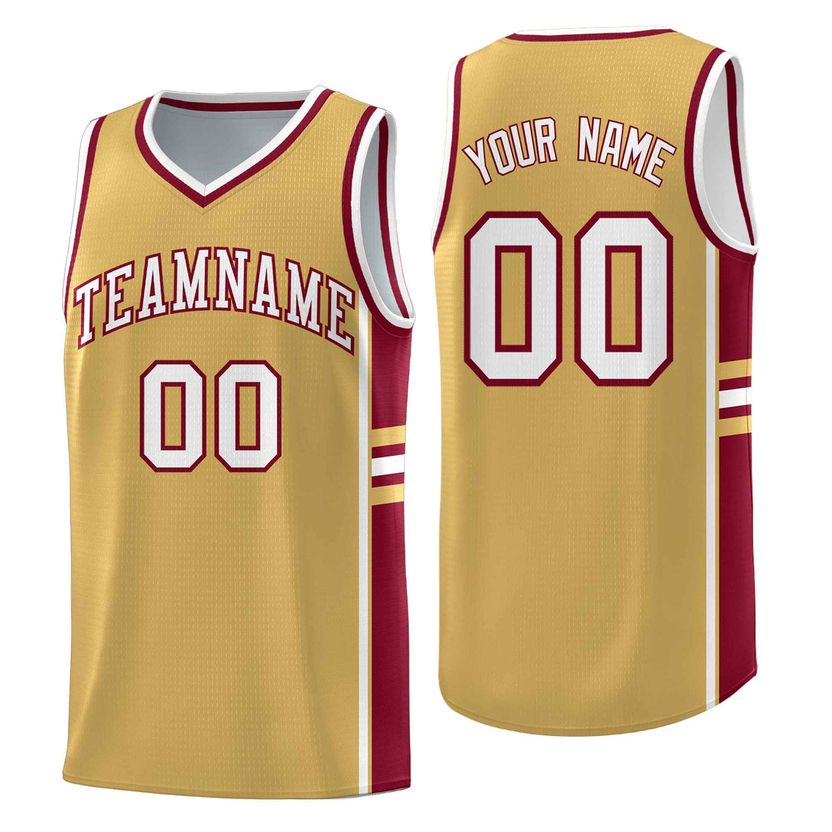 Custom Youth Basketball Jersey - Old Gold Crimson Two-Tone Classic Varsity Uniform