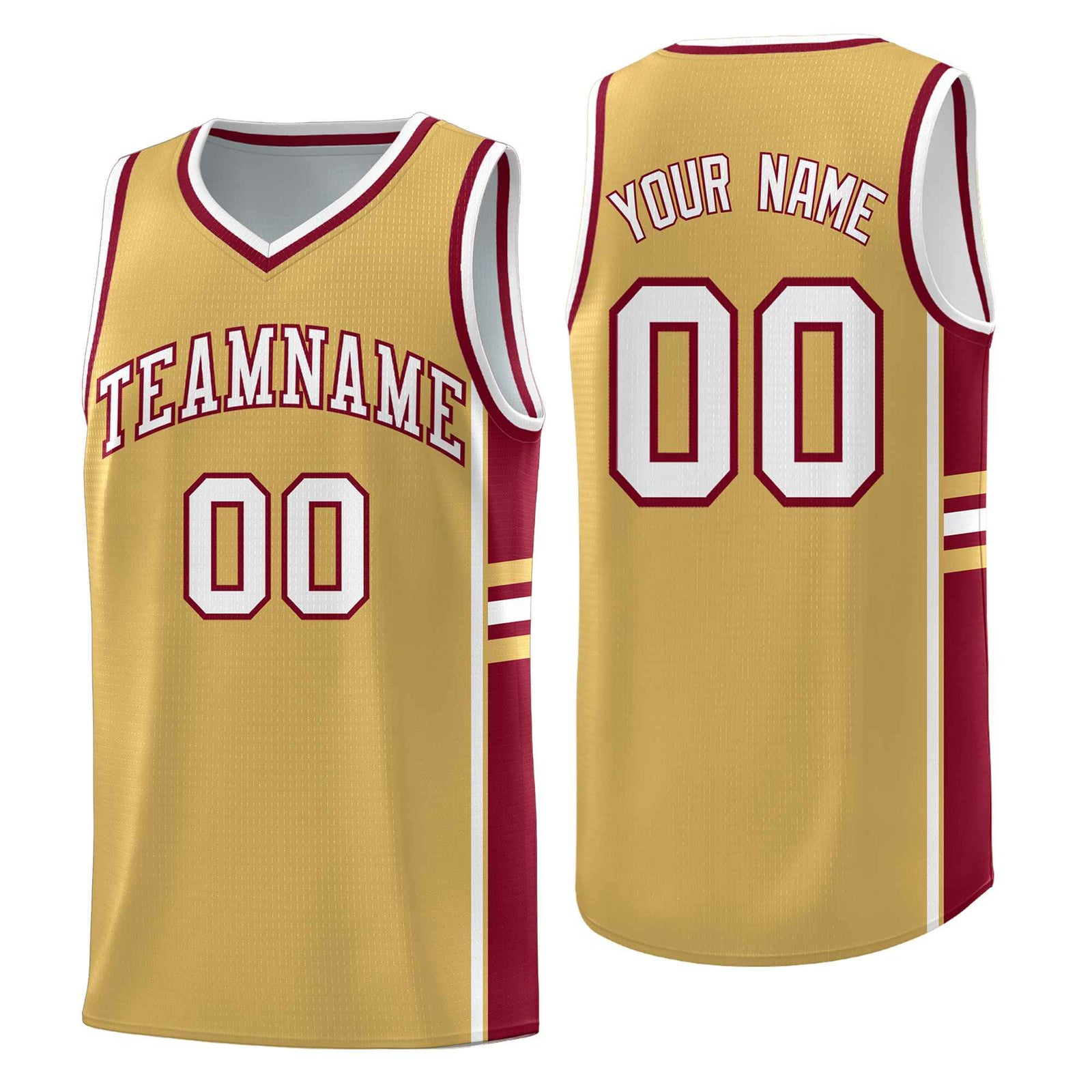 Custom Youth Basketball Jersey - Old Gold Crimson Two-Tone Classic Varsity Uniform