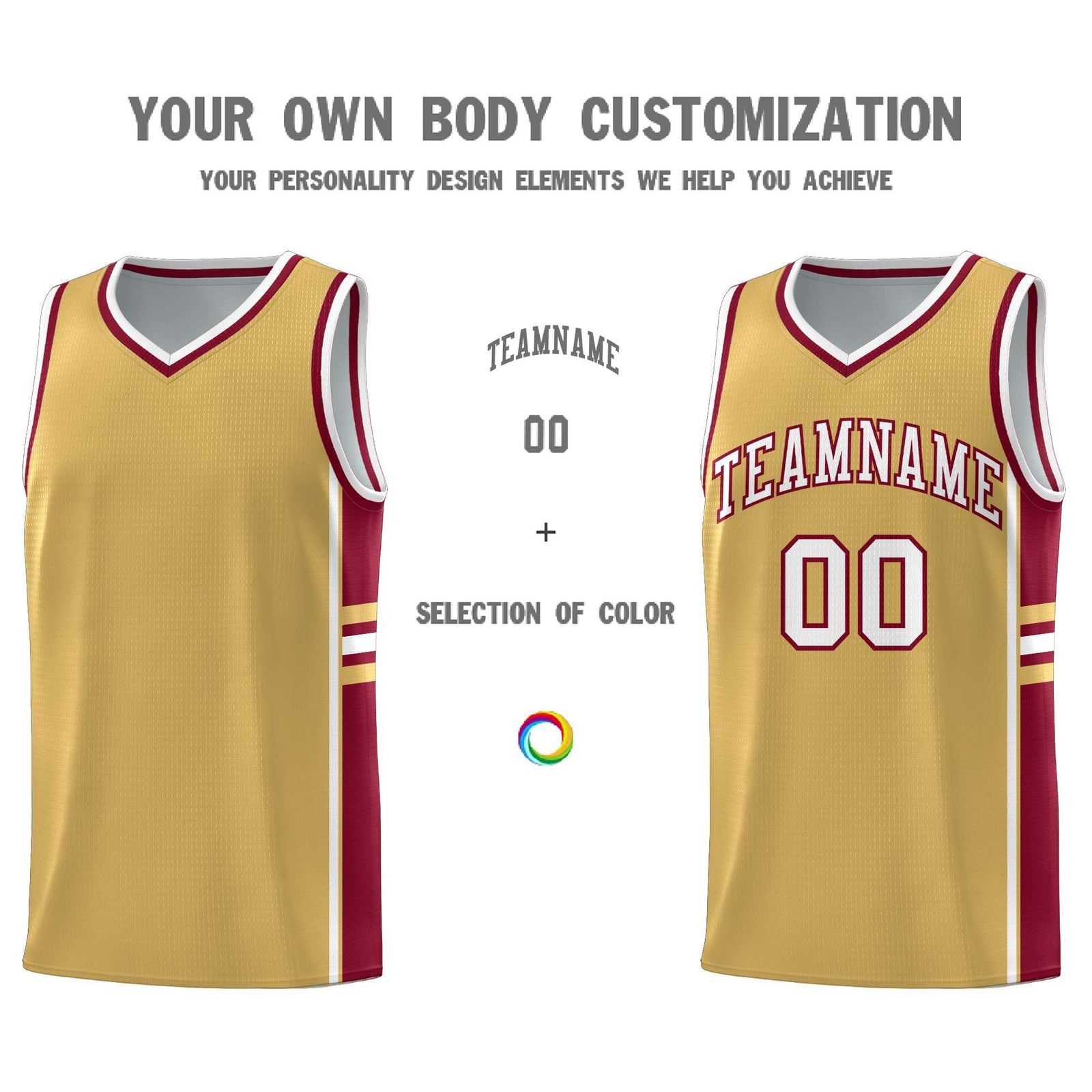 Custom Youth Basketball Jersey - Old Gold Crimson Two-Tone Classic Varsity Uniform
