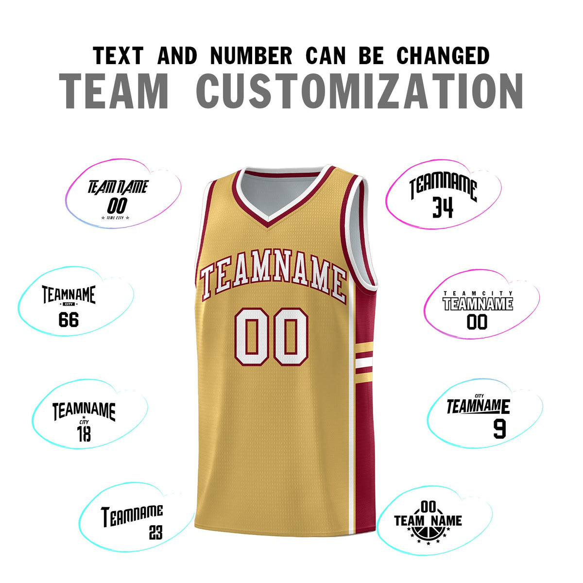Custom Youth Basketball Jersey - Old Gold Crimson Two-Tone Classic Varsity Uniform