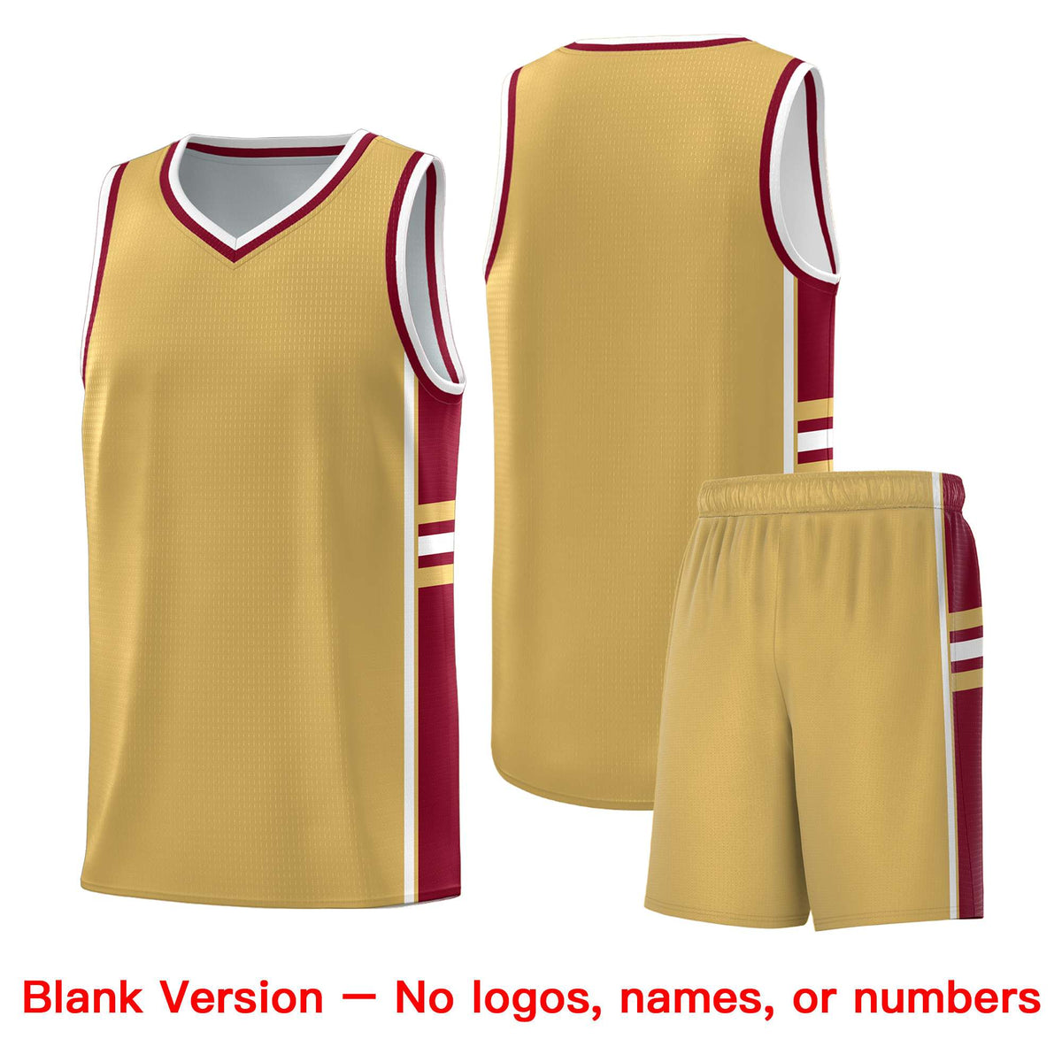 Custom Youth Basketball Jersey - Old Gold Crimson Two-Tone Classic Varsity Uniform