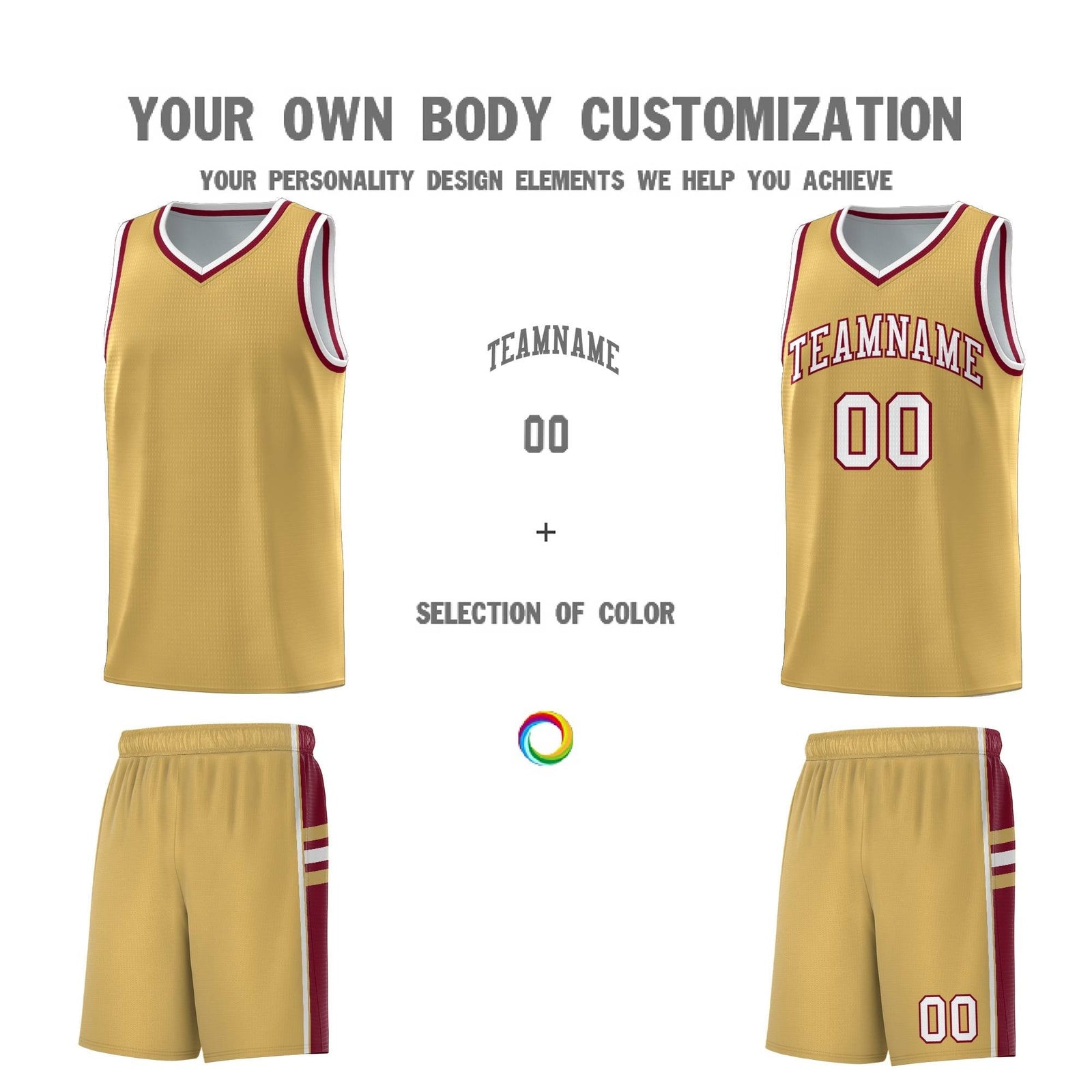 Custom Youth Basketball Jersey - Old Gold Crimson Two-Tone Classic Varsity Uniform