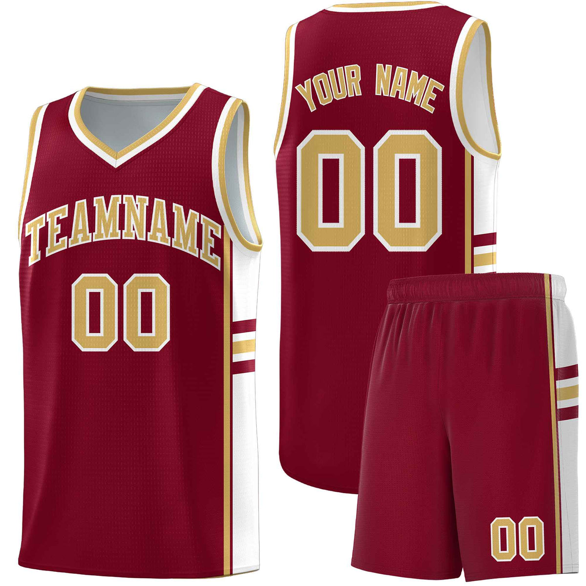 Custom Youth Basketball Jersey - Crimson Old Gold Personalized Varsity Two-Tone Uniform