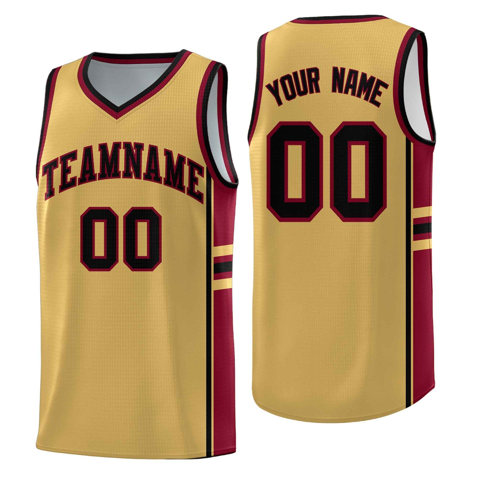 Custom Youth Basketball Jersey - Old Gold Crimson Two-Tone Classic Varsity Uniform