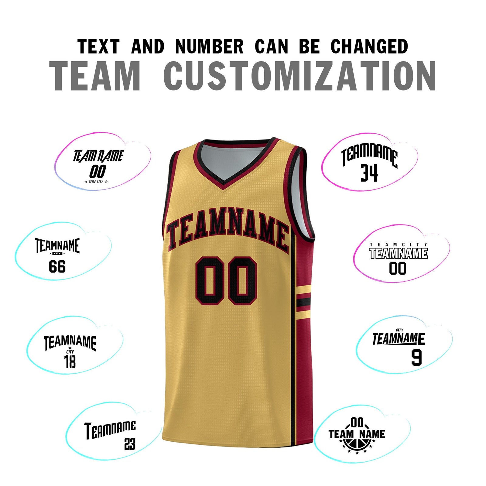 Custom Youth Basketball Jersey - Old Gold Crimson Two-Tone Classic Varsity Uniform