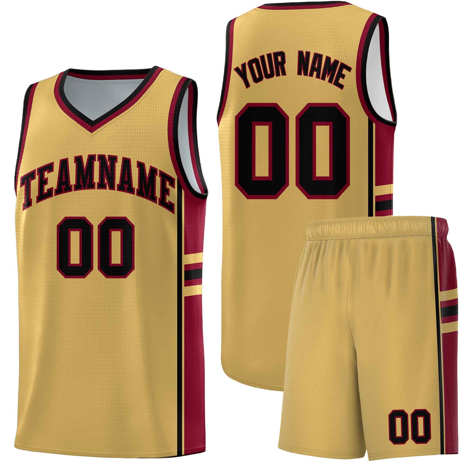 Custom Youth Basketball Jersey - Old Gold Crimson Two-Tone Classic Varsity Uniform