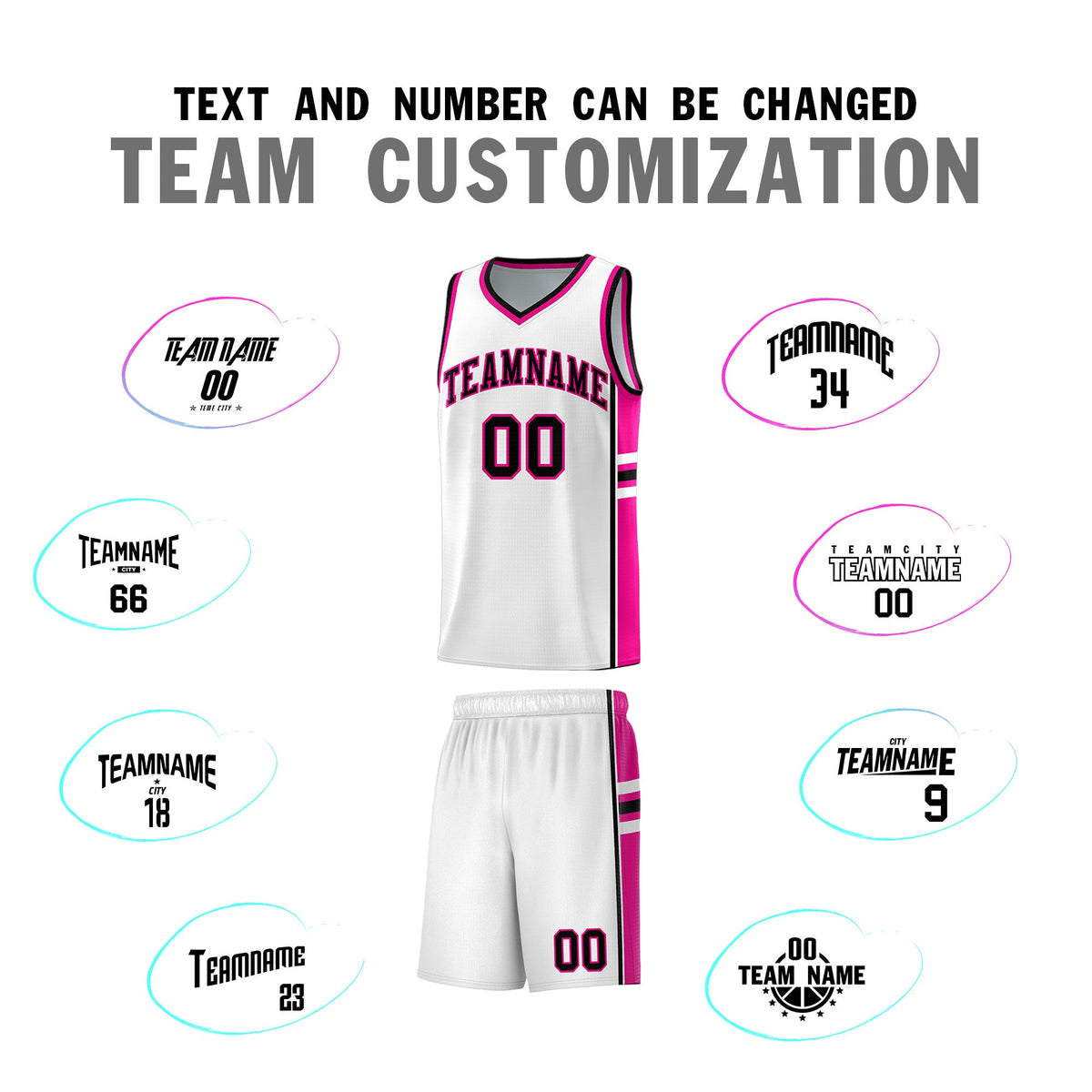 Custom Youth Basketball Jersey - White Pink Two-Tone Varsity Jersey Set