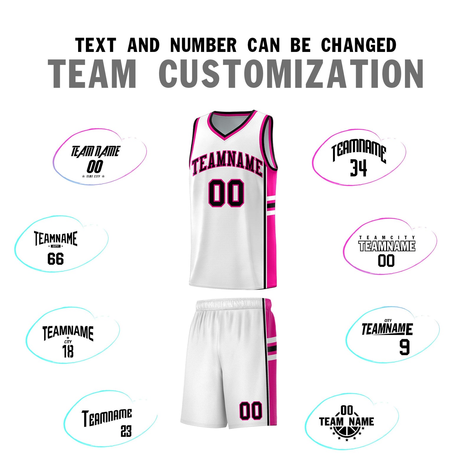 Custom Youth Basketball Jersey - White Pink Two-Tone Varsity Jersey Set
