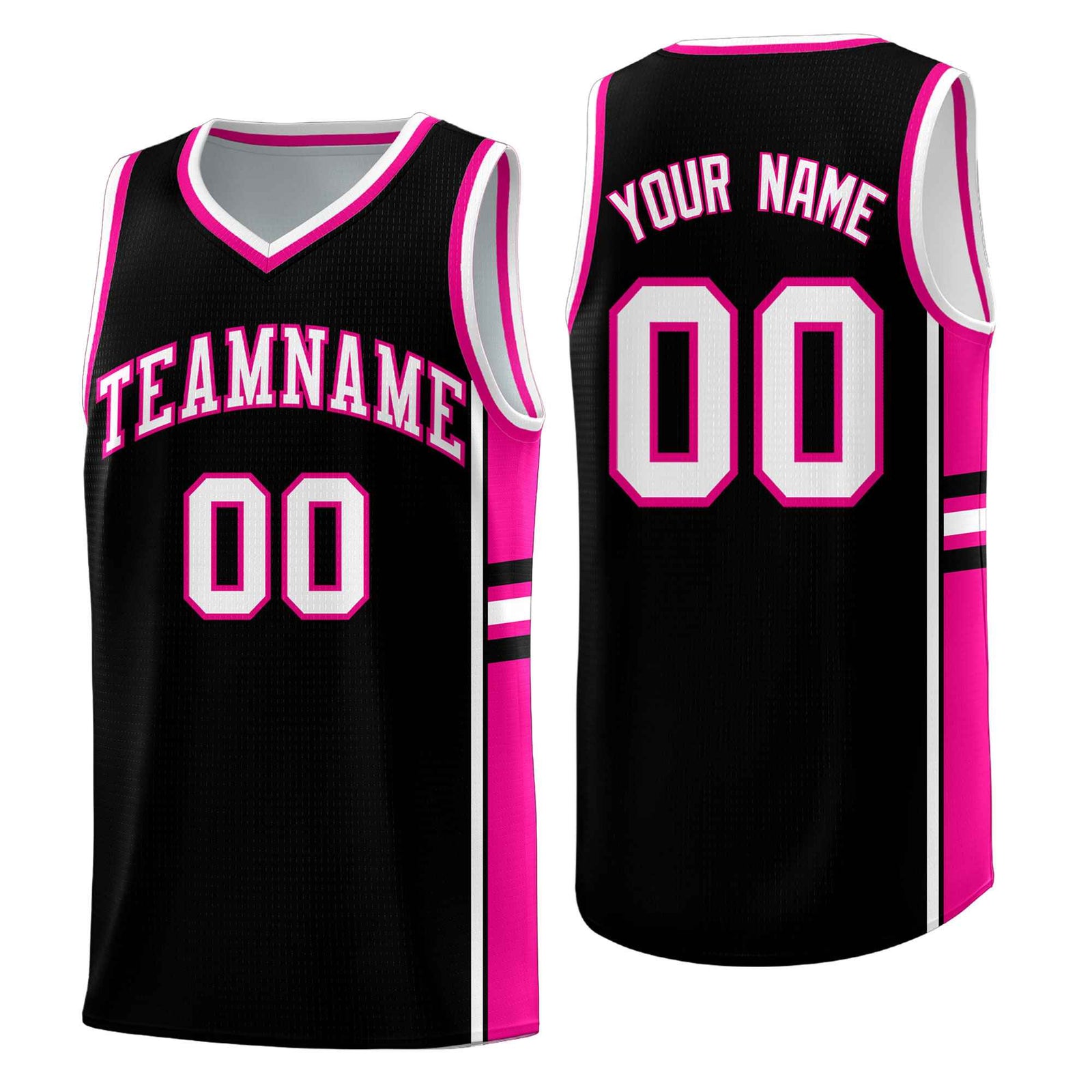 Custom Youth Basketball Jersey - Black Pink Two-Tone Classic Varsity Uniform